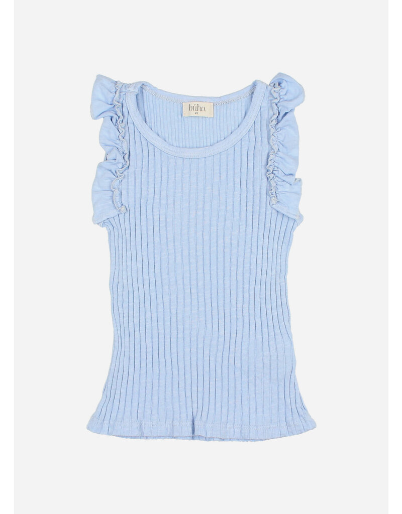 Buho rib ruffle t-shirt placid blue