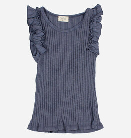 Buho rib ruffle t-shirt blue stone