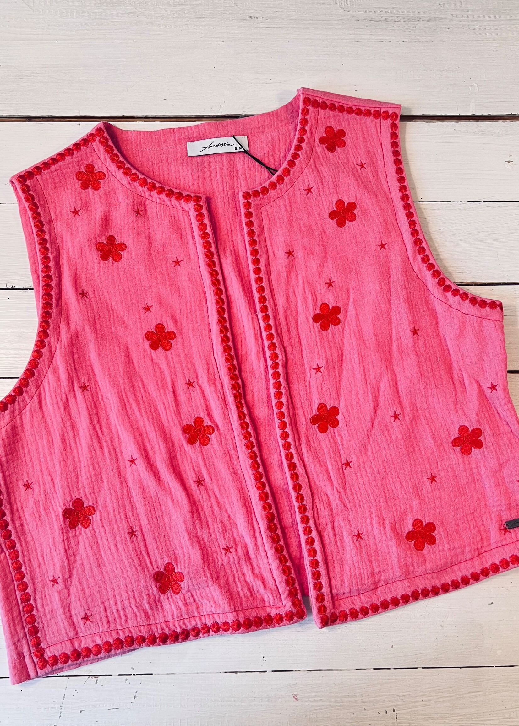 Ambika Gilet Emeny flower roze