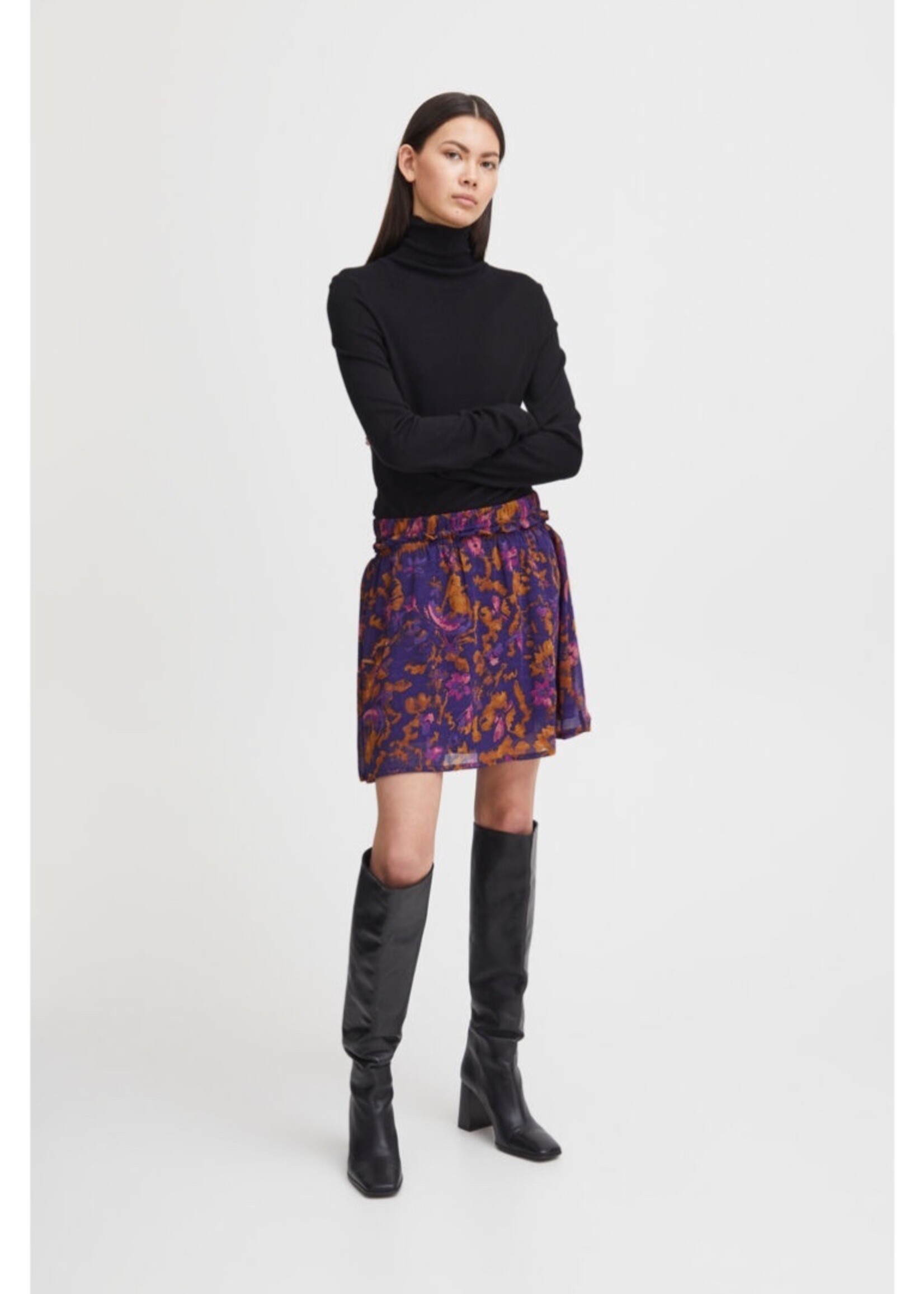 ICHI Ihpernilly skirt Purple flower