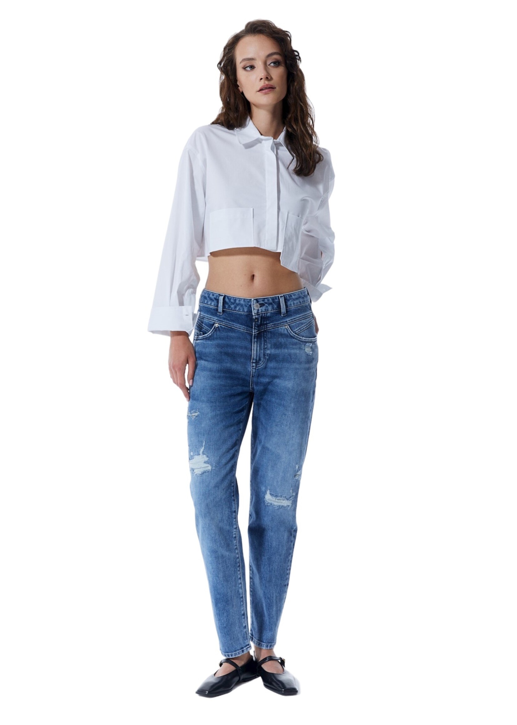 C.O.J. COJ Boyfriend Jeans Victoria Med blue damaged