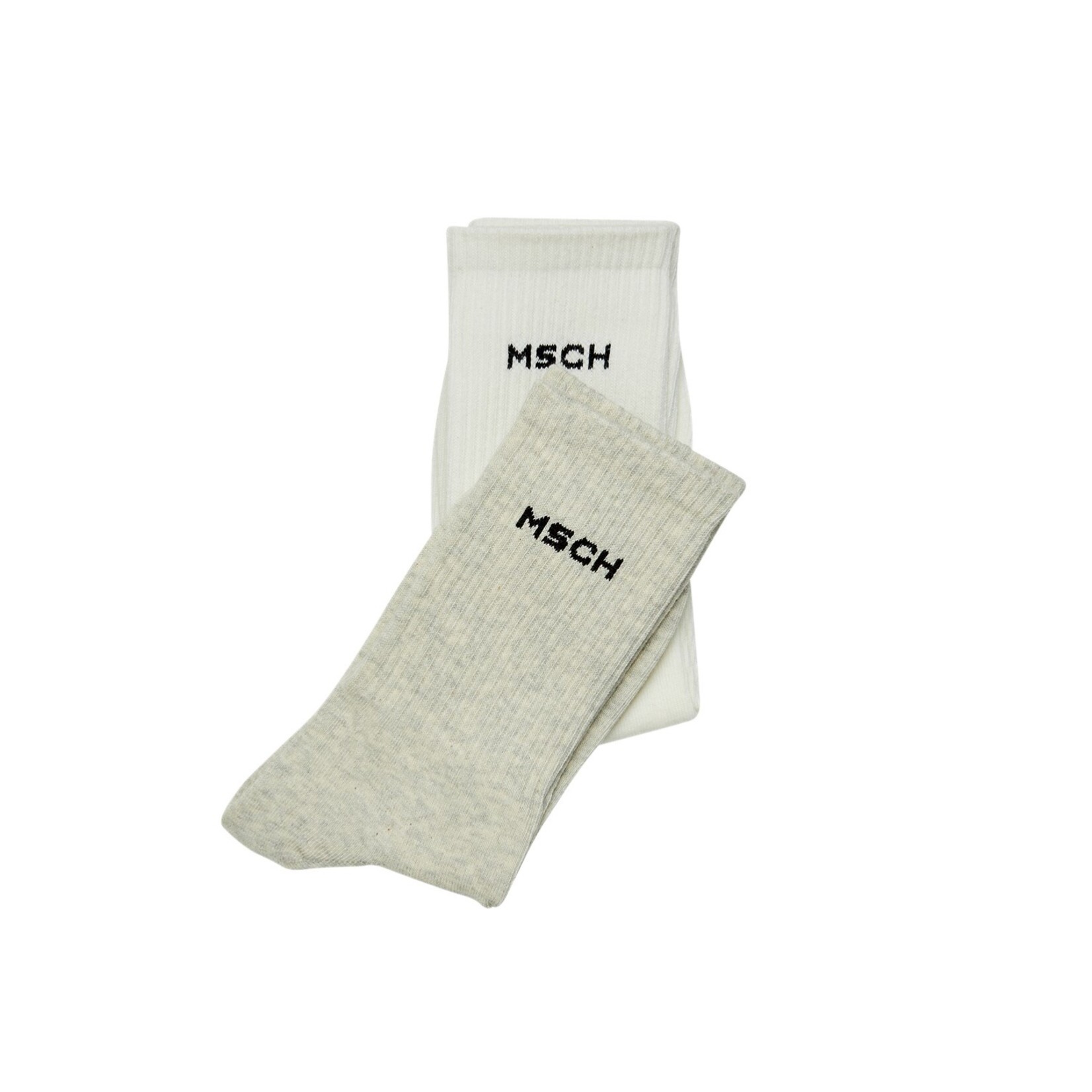 Moss Copenhagen Sporty Logo sokken 2 st white / grey
