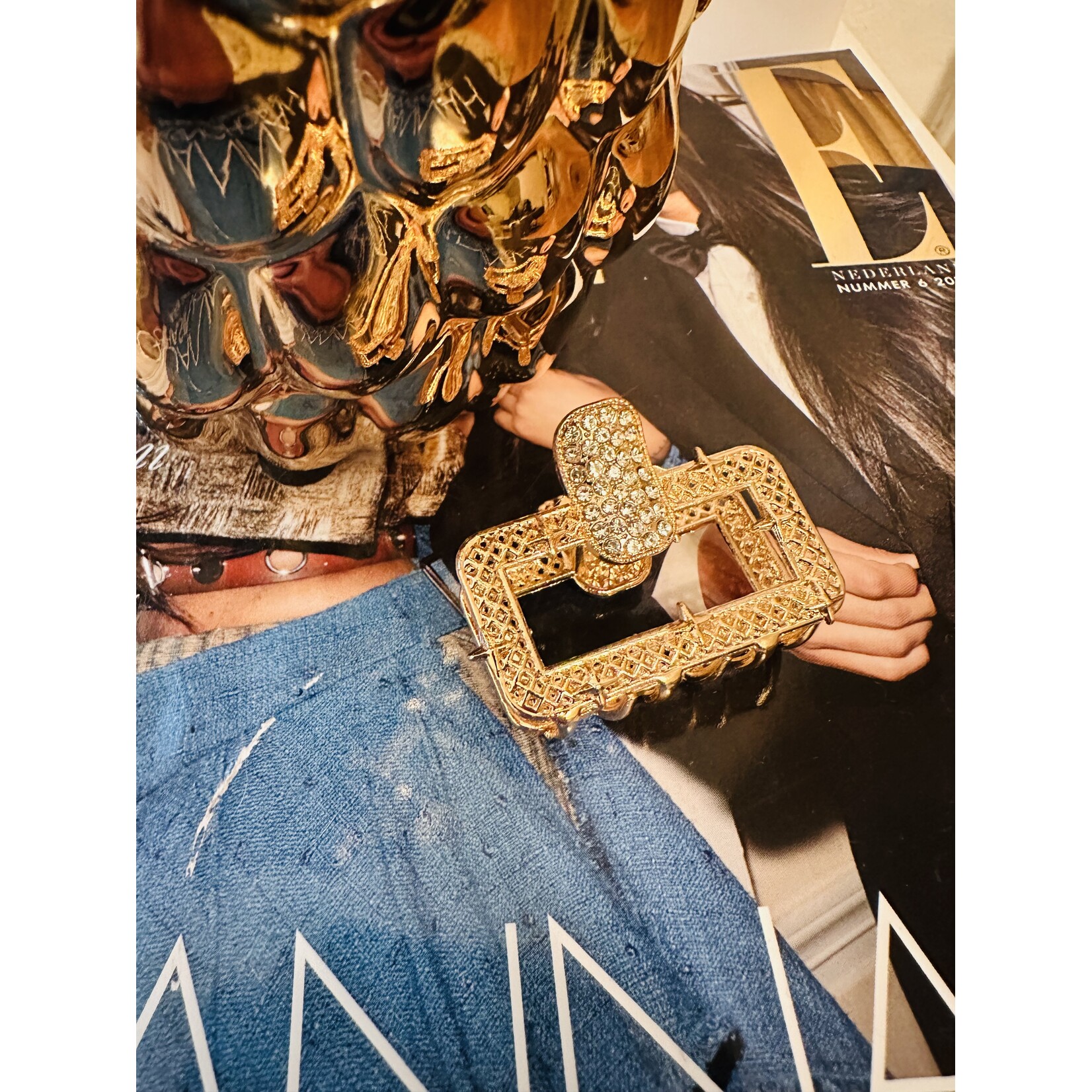 Bulu hairclip goud rechthoek