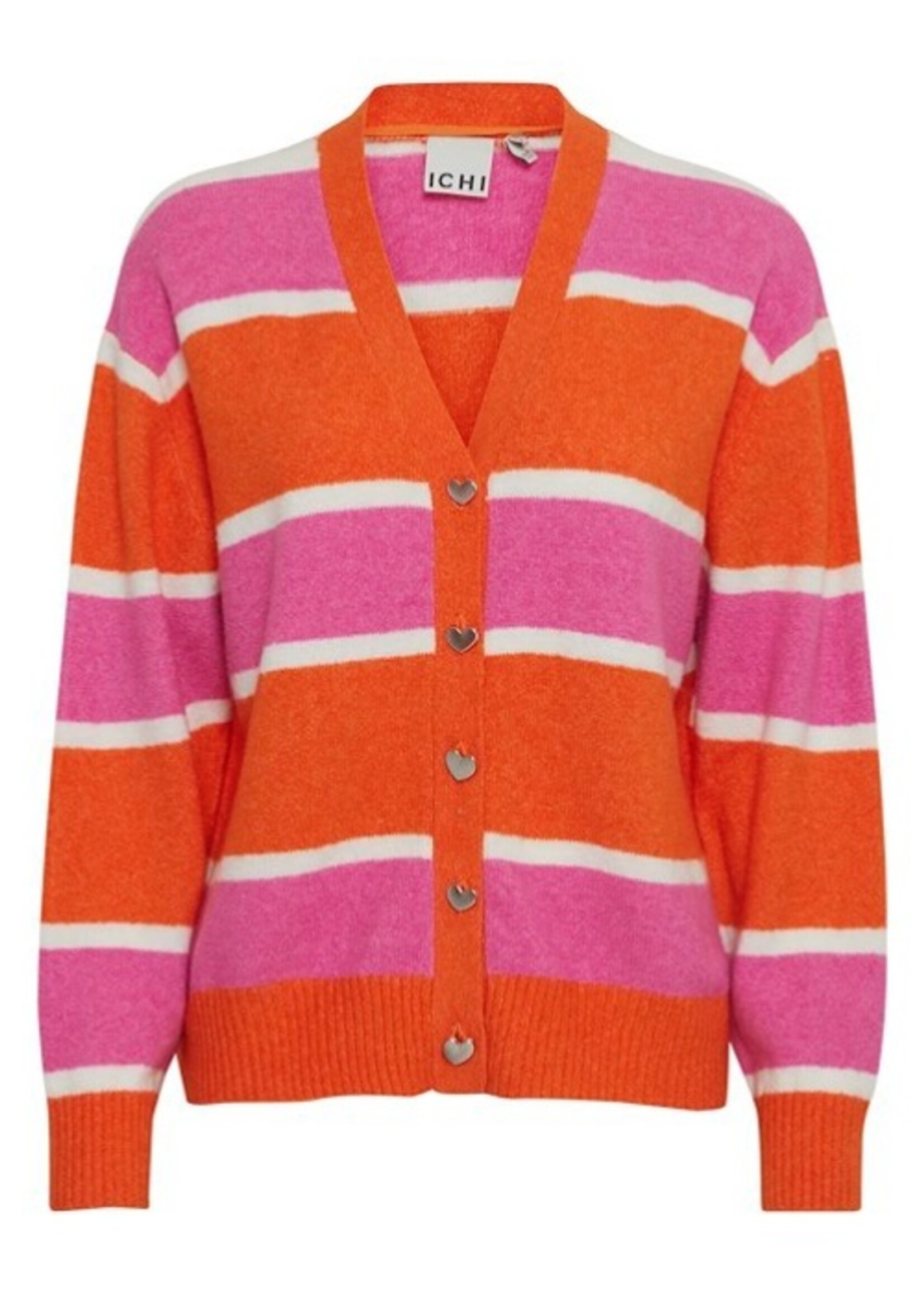 ICHI Ihmotif cardigan orange stripe