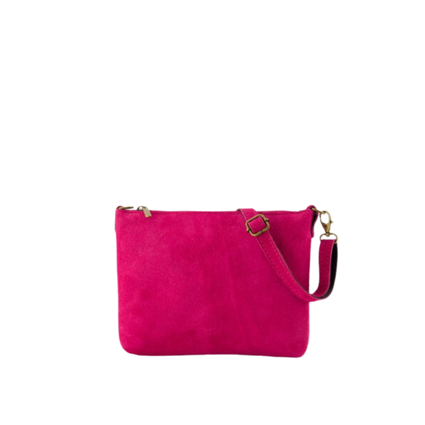 Suede Crossbody tas Ariel  roze fuchsia