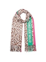 Forever wild sjaal leopard pink/green