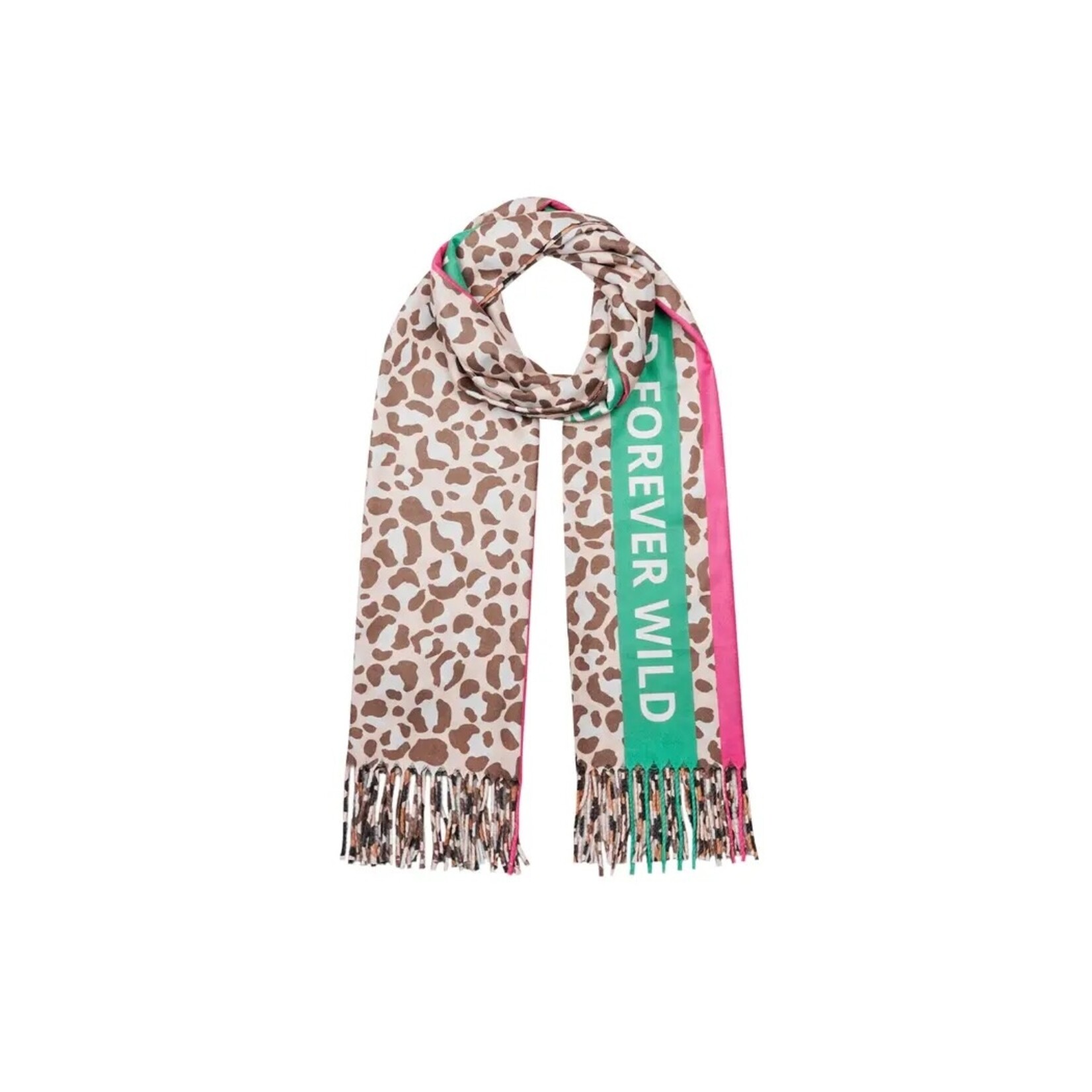 Forever wild sjaal leopard pink/green