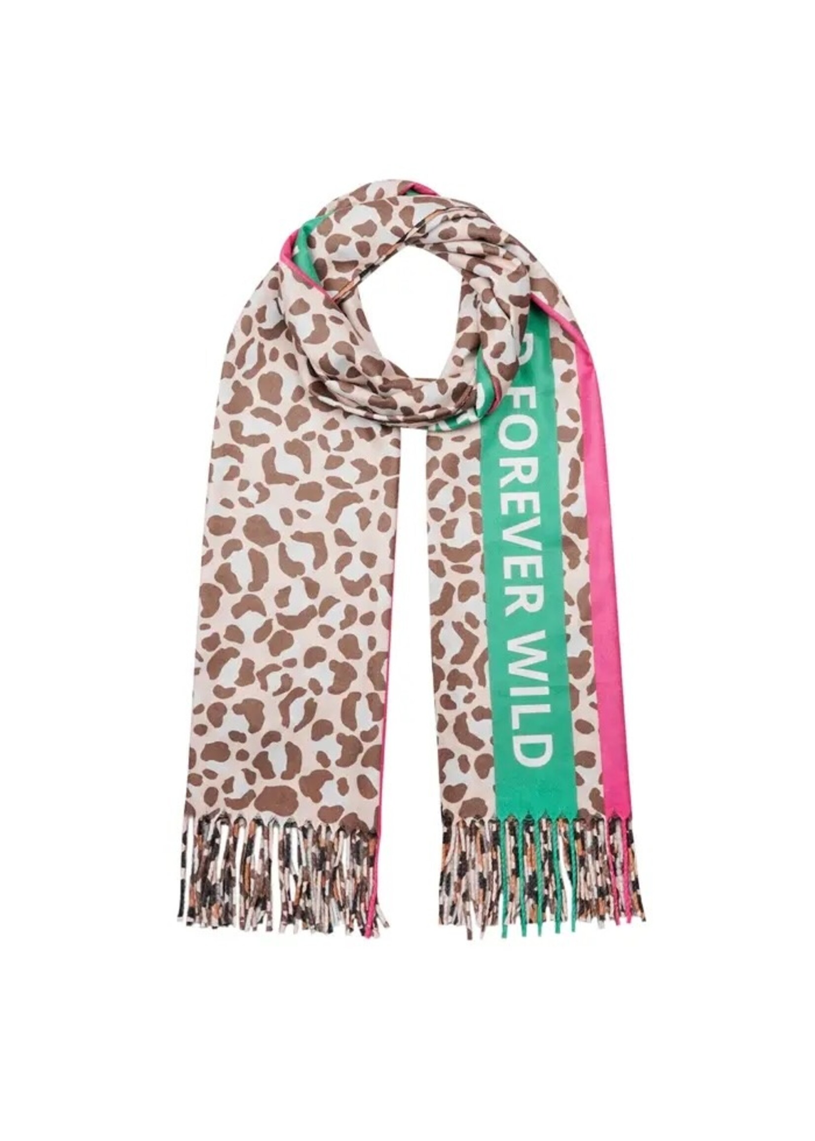 Forever wild sjaal leopard pink/green