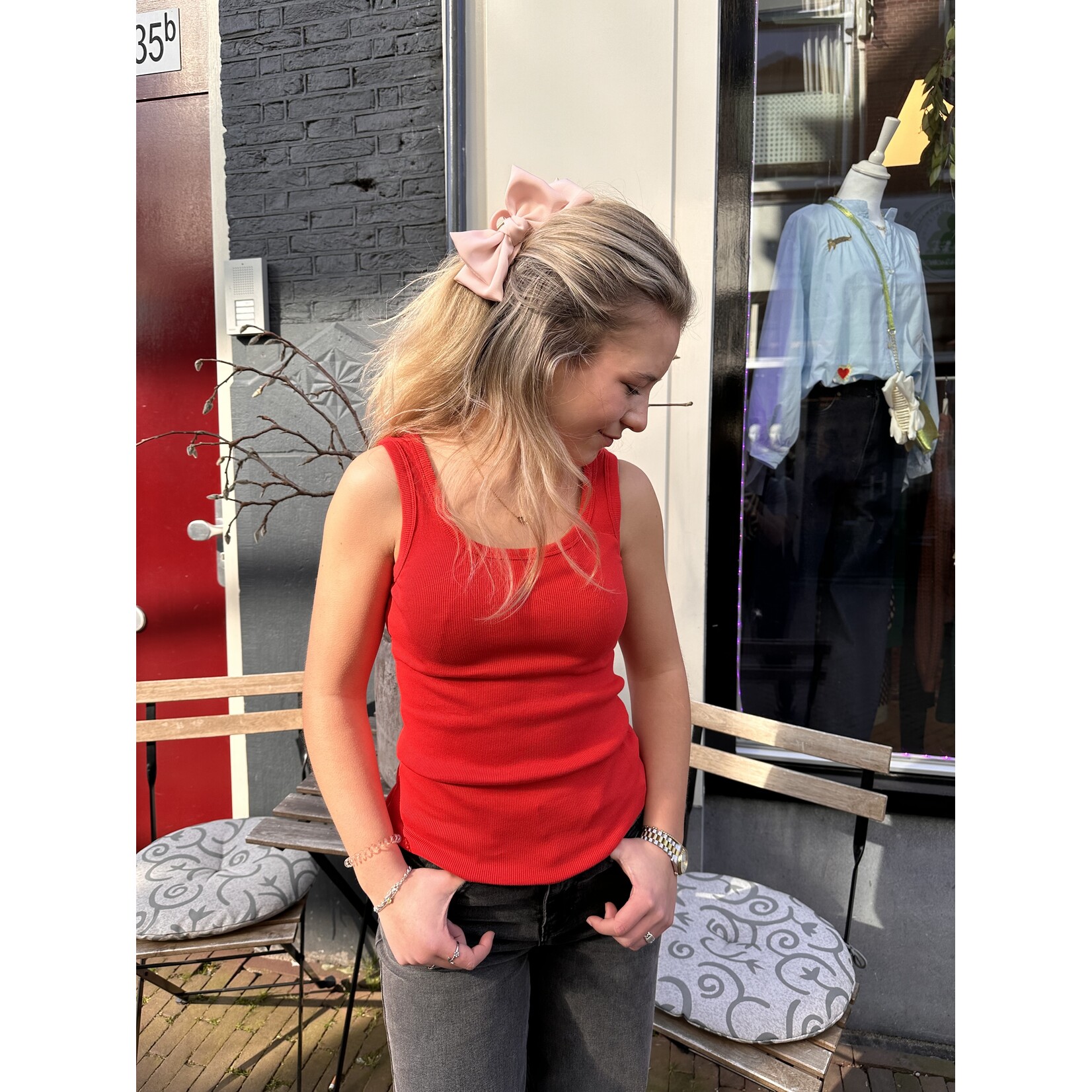 Haarclip strik licht roze