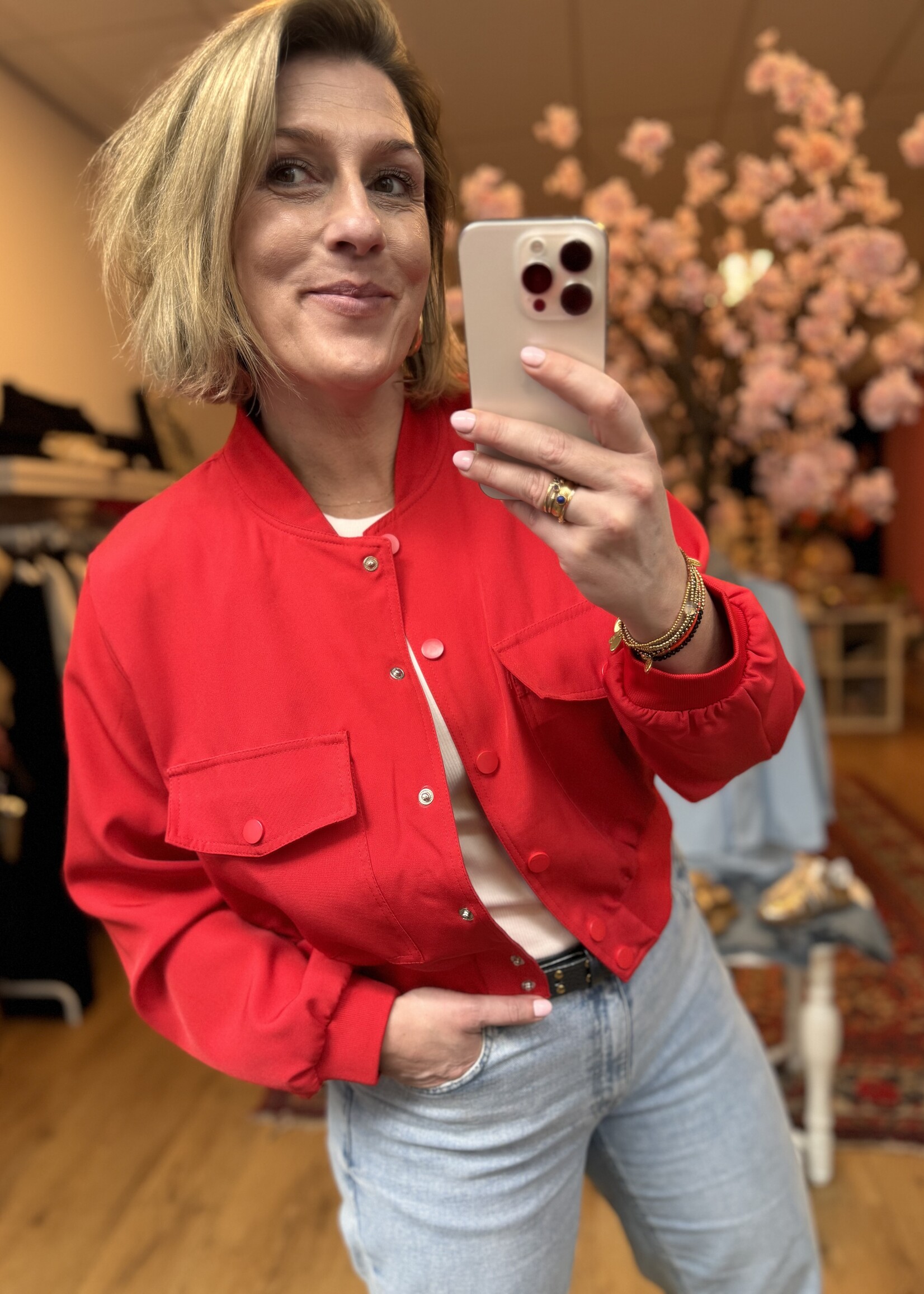 Sisters Point Garwin bomber jacket red
