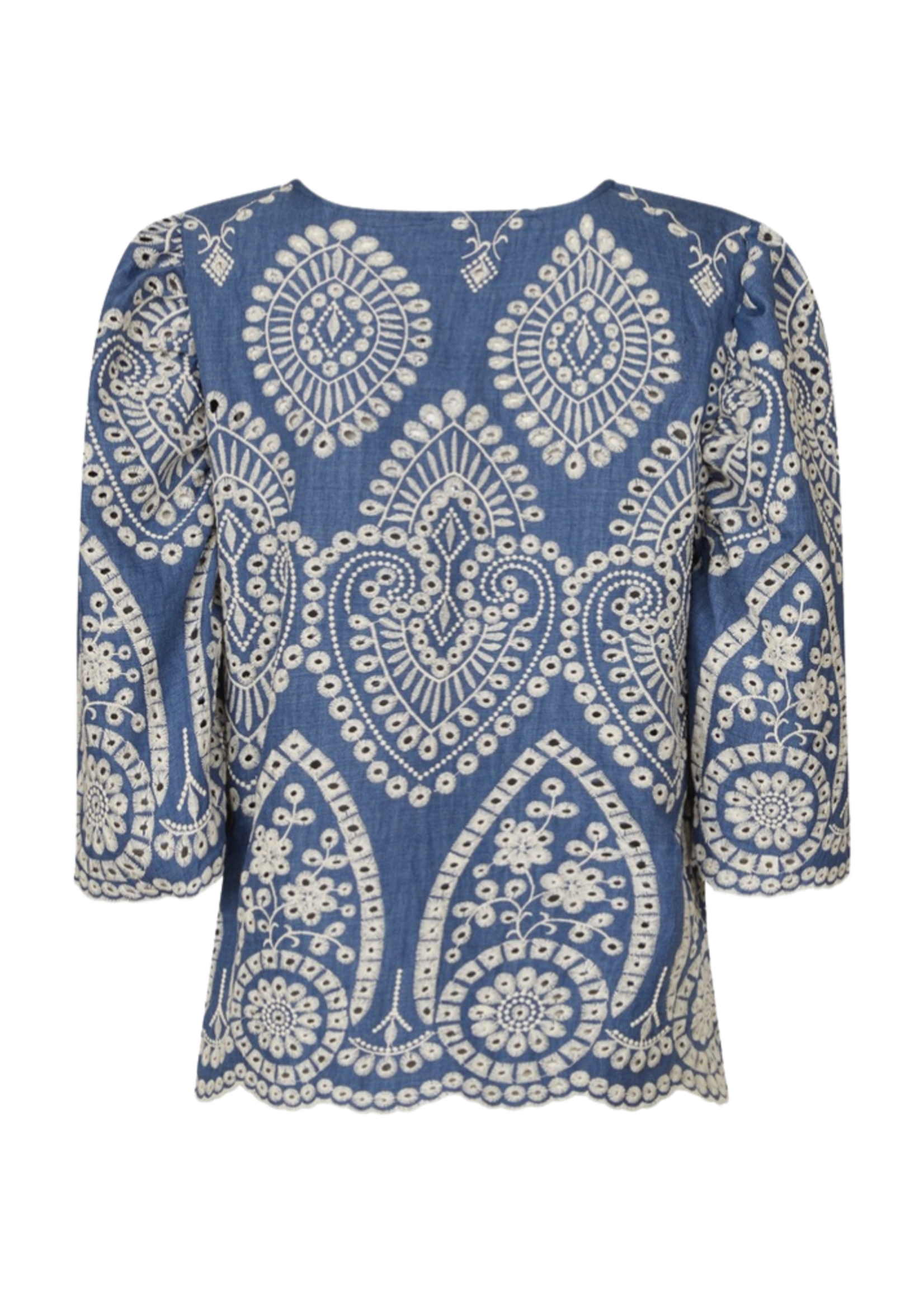 Sisters Point Gilma blouse denim blue / cream