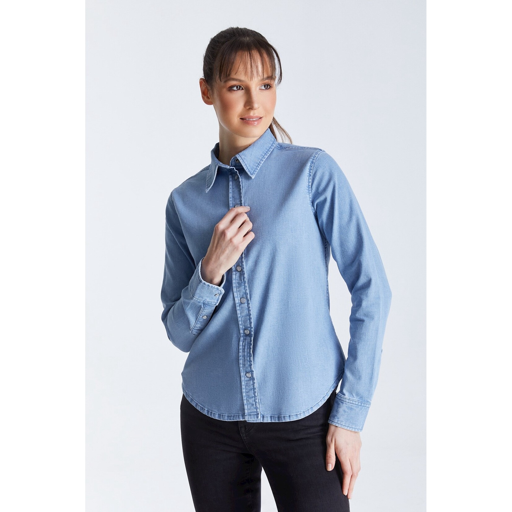 C.O.J. COJ spijkerblouse Scarlett light blue
