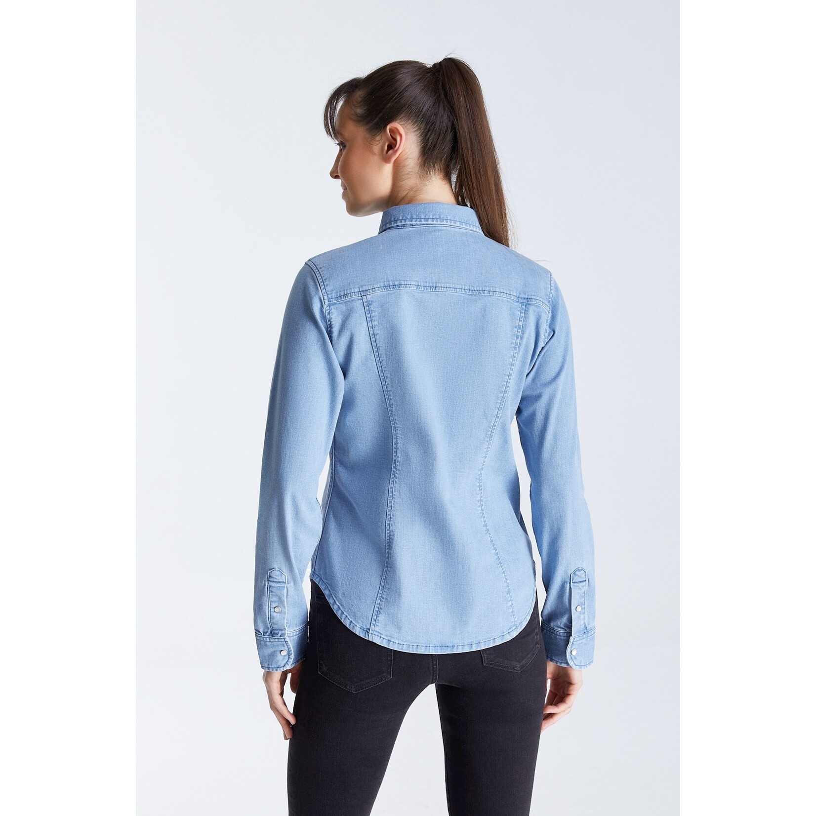 C.O.J. COJ spijkerblouse Scarlett light blue