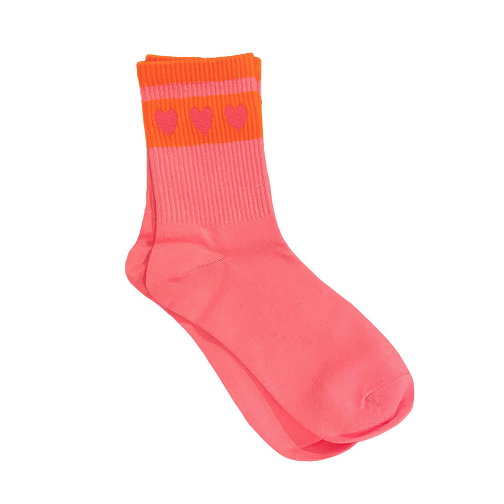 Sokken hartje roze / oranje one size