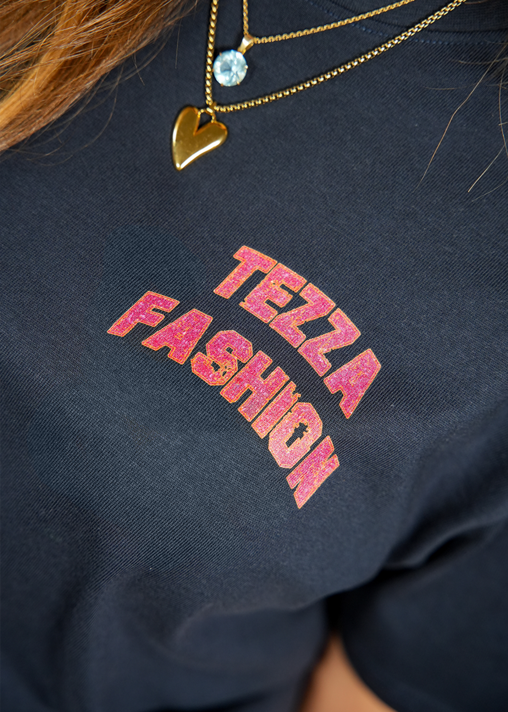 Tezza Fashion Tezza t-shirt logo Navy oversized