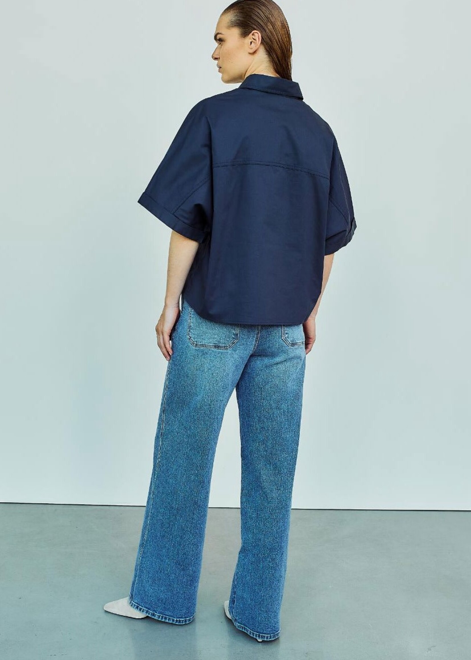 With Black Withblack Quin batsleeve blouse navy