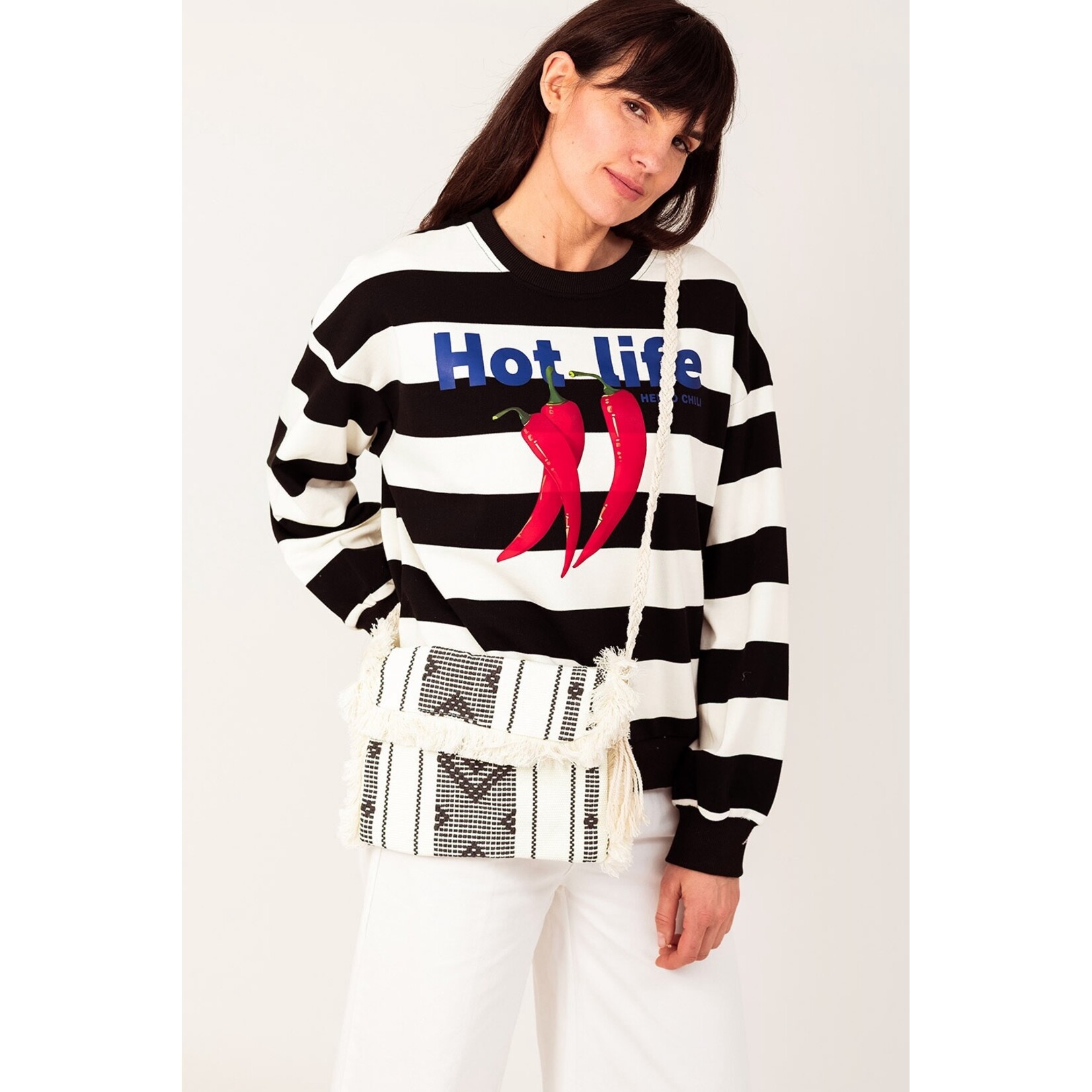 Streep sweater Hello chili black