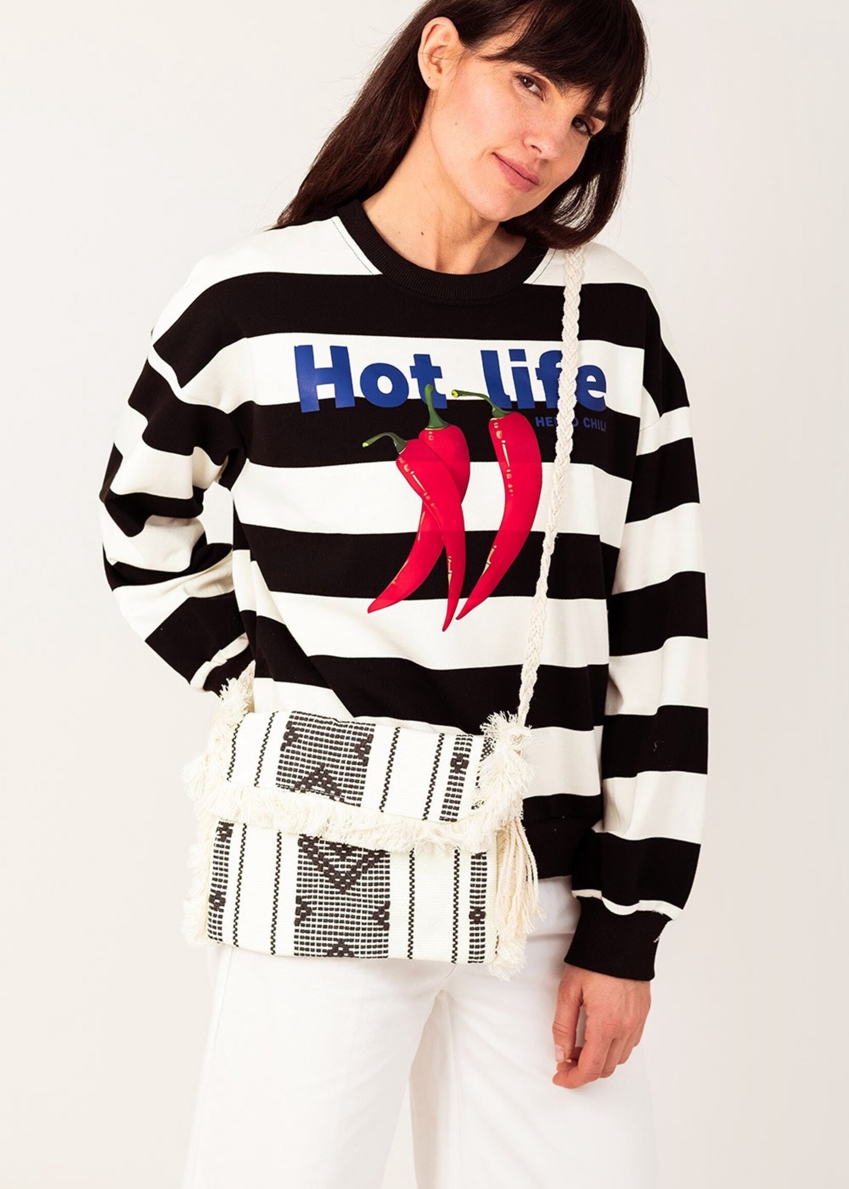 Streep sweater Hello chili black