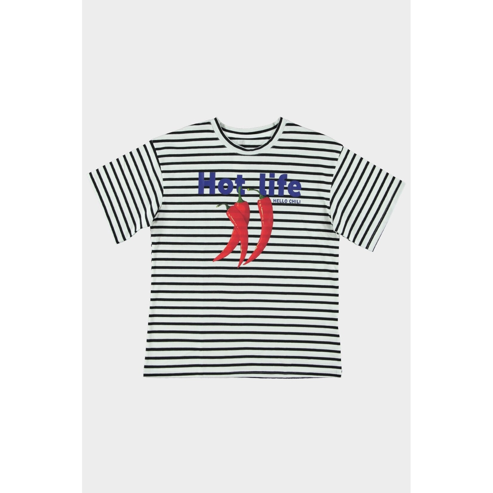 Streep t-shirt Hello chili black