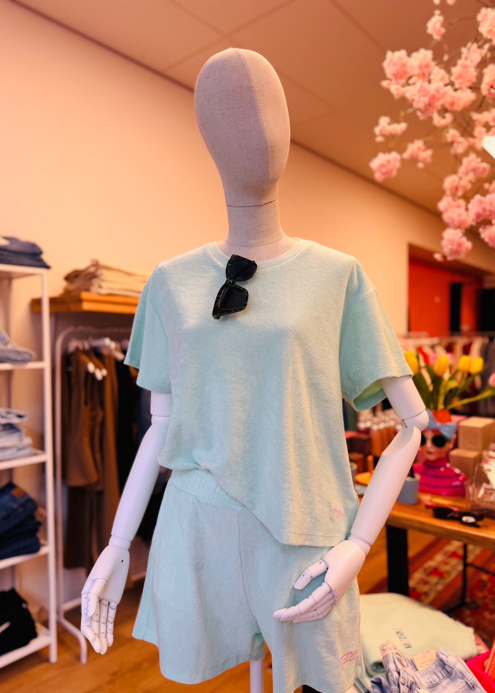 Tezza Fashion Tezza Badstof short Aqua