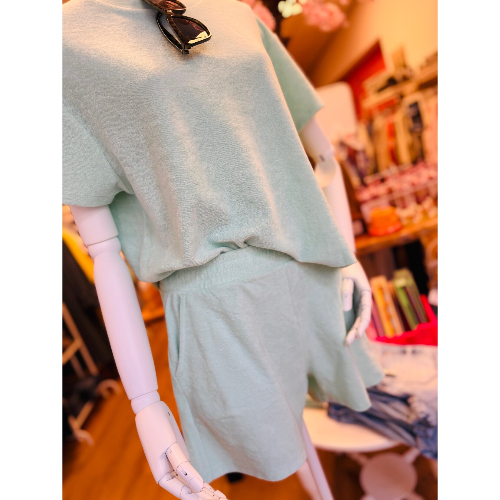 Tezza Fashion Tezza Badstof short Aqua