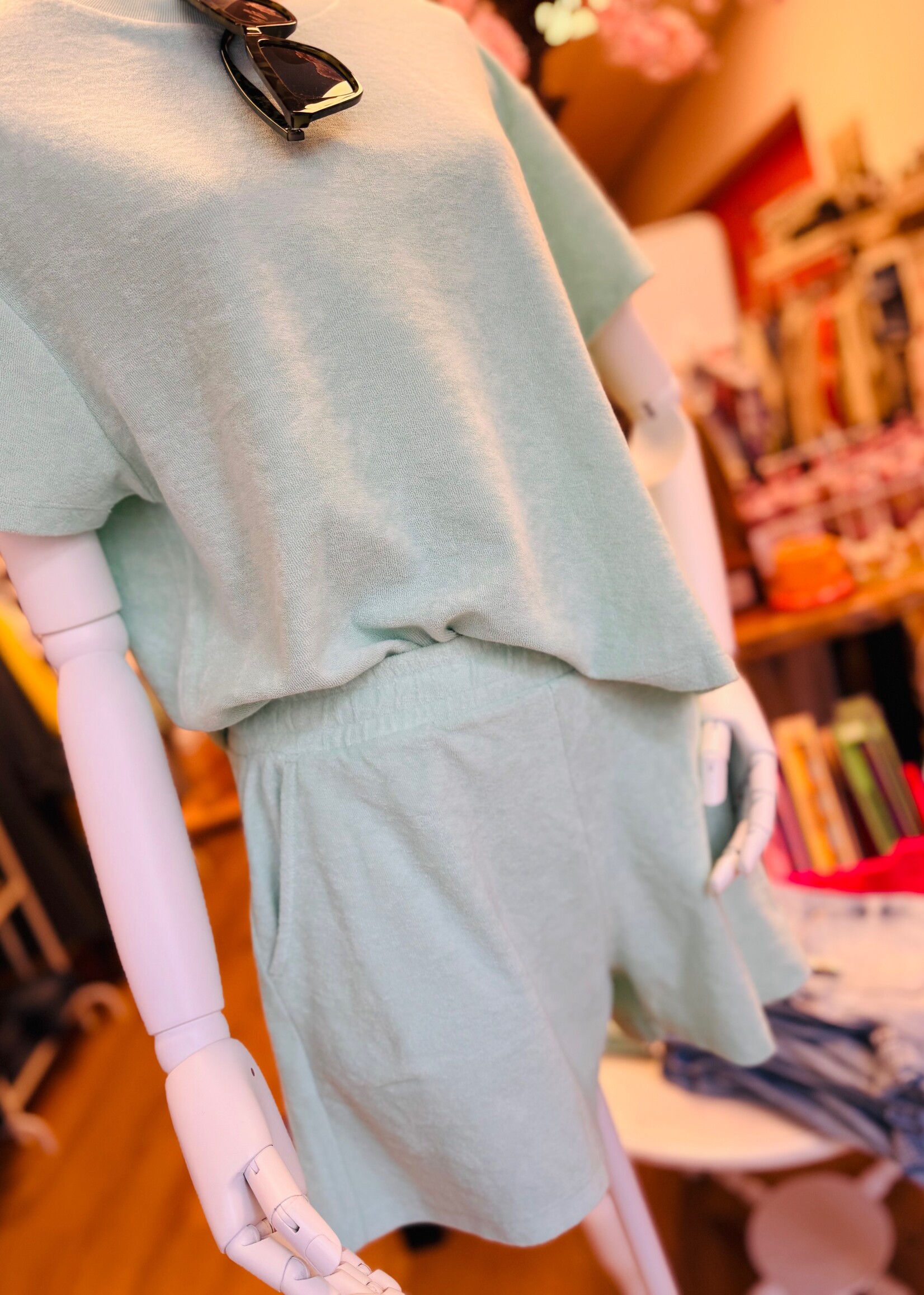 Tezza Fashion Tezza Badstof short Aqua