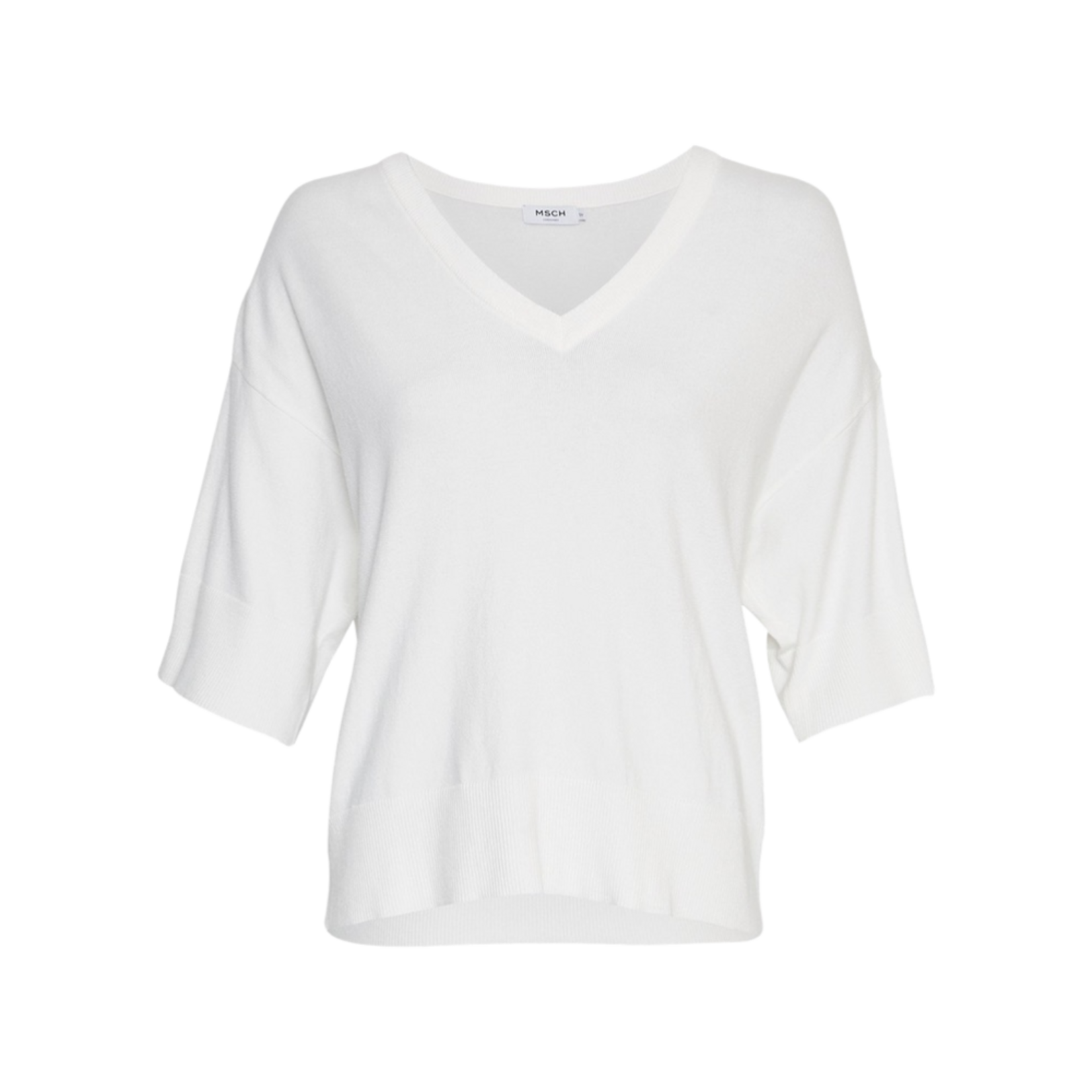 Moss Copenhagen  Eslina Rachelle 2/4 V neck pullover Egret