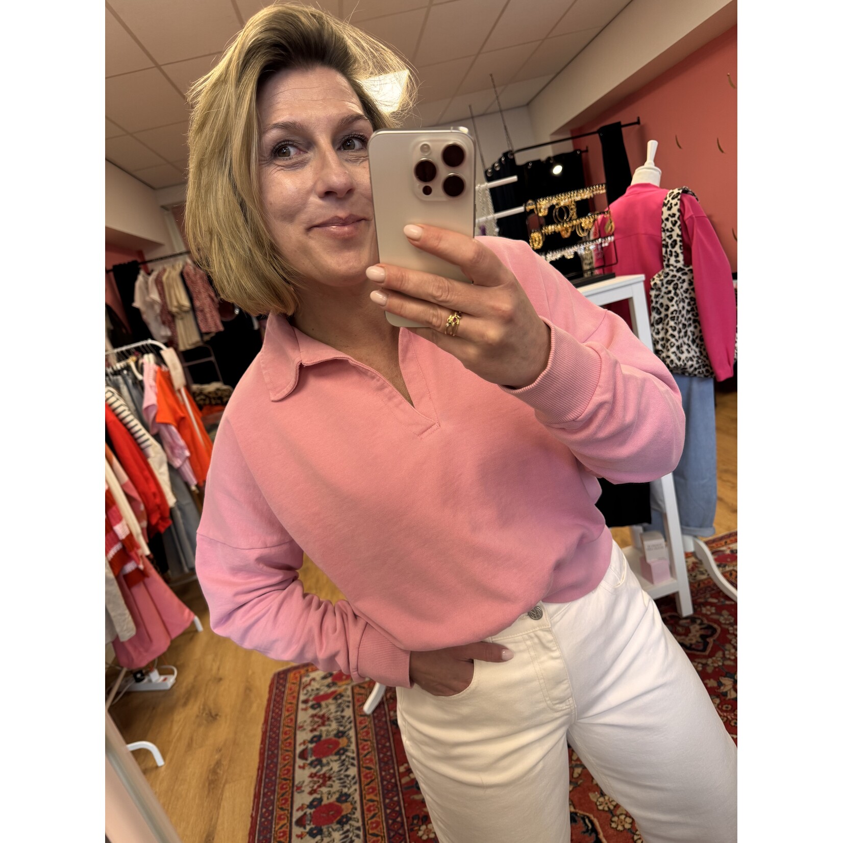 24Colours 24Colours sweater polo Corine pink