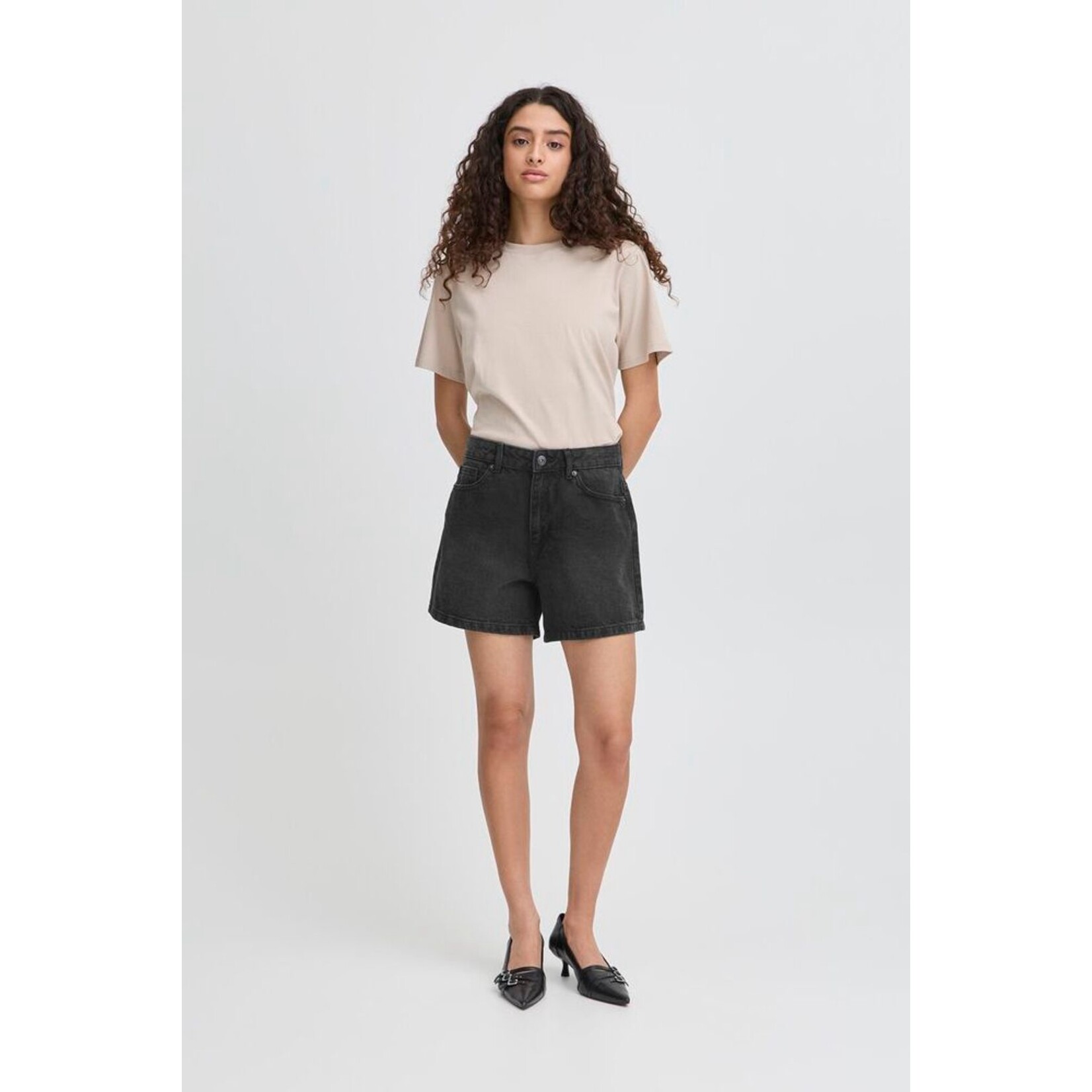 ICHI Ihaveny denim short zwart