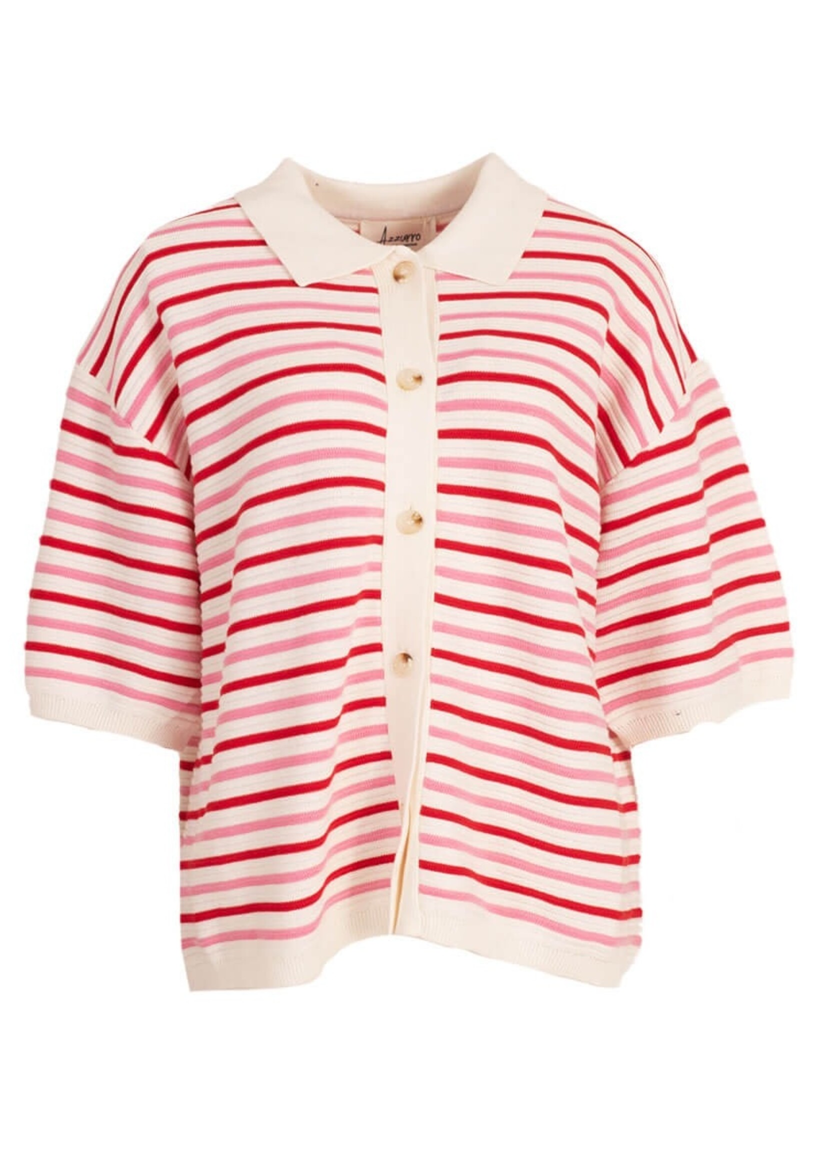 Gebreid vest Loes streep rood