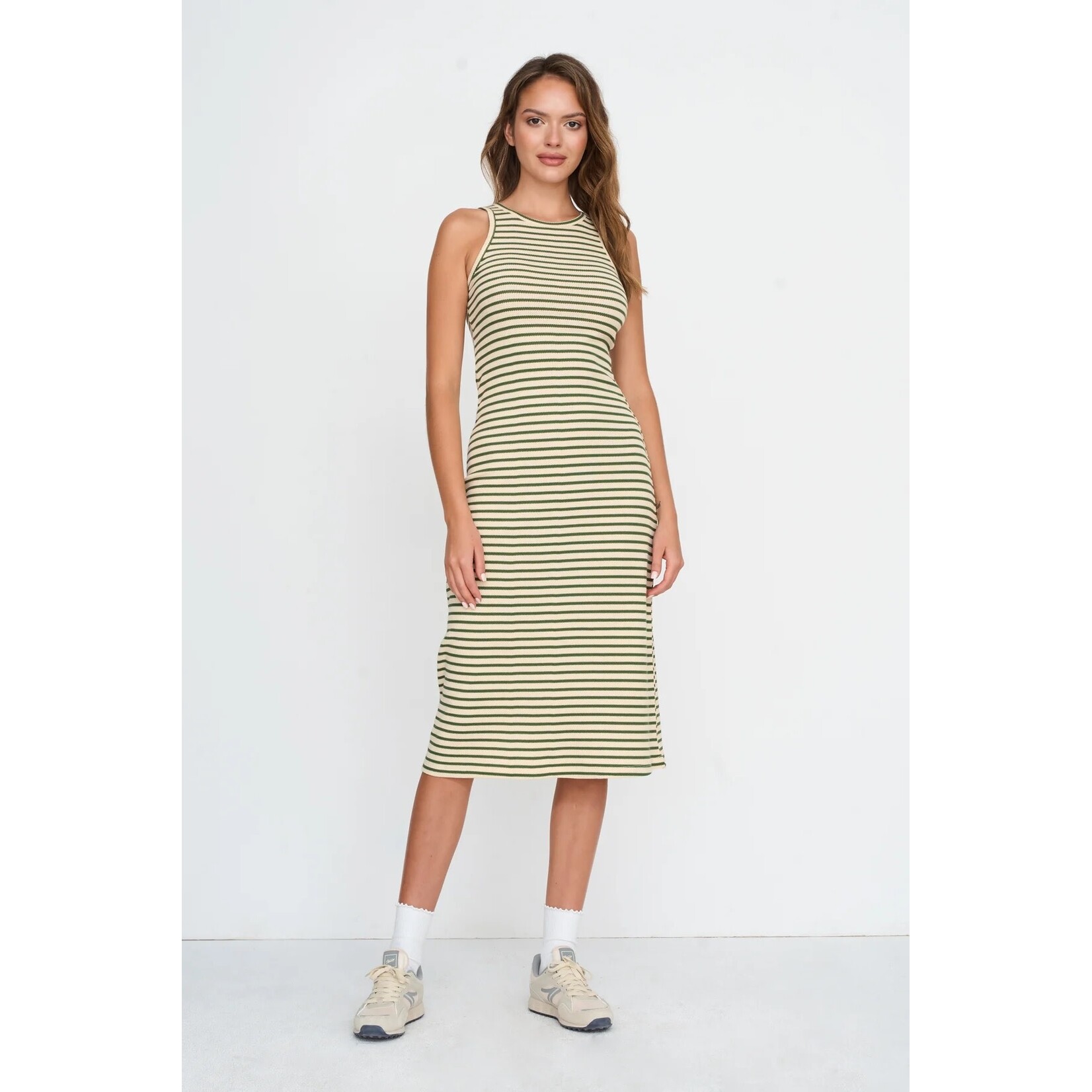 24Colours 24Colours hemdjurk streep Luna groen