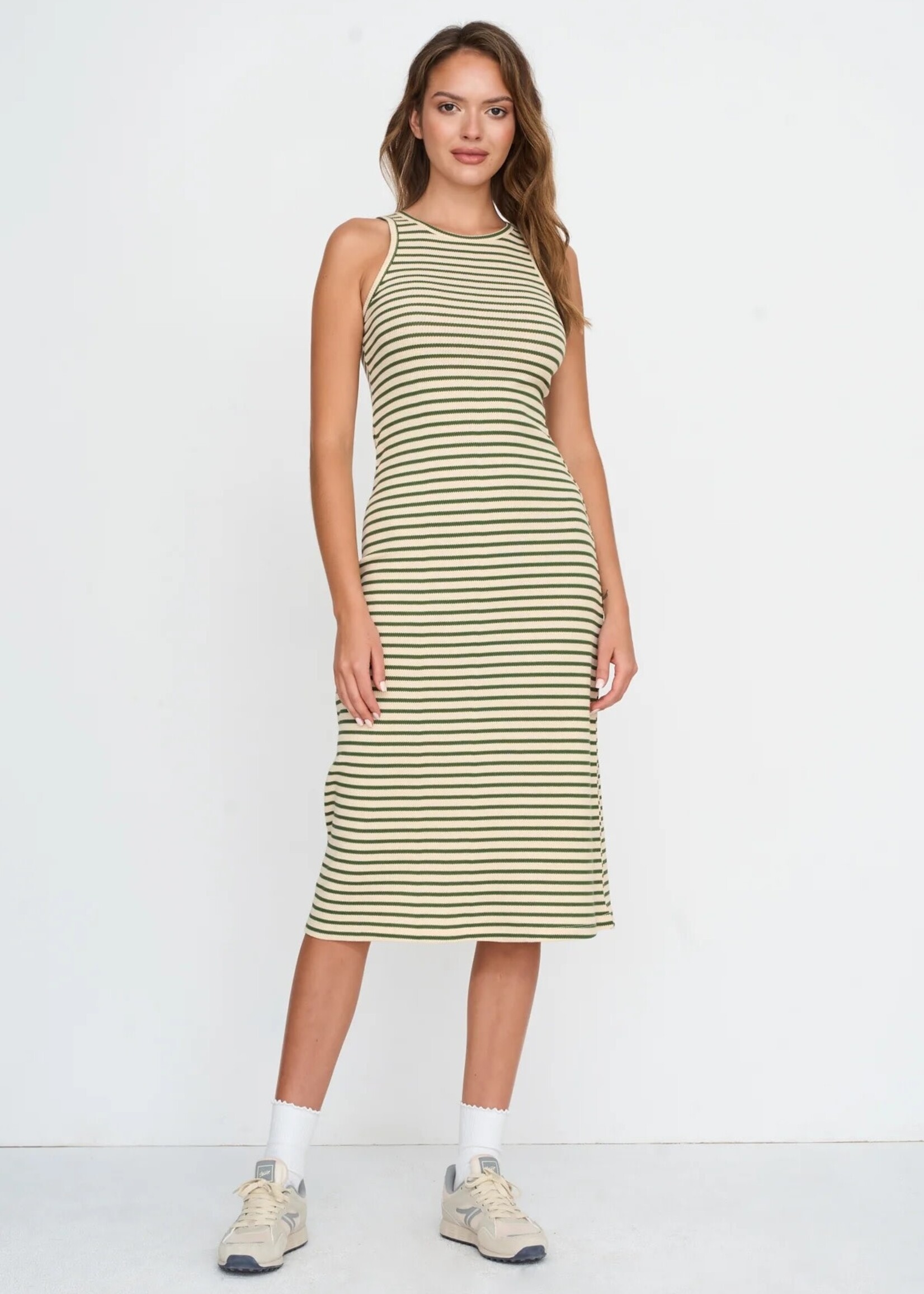 24Colours 24Colours hemdjurk streep Luna groen