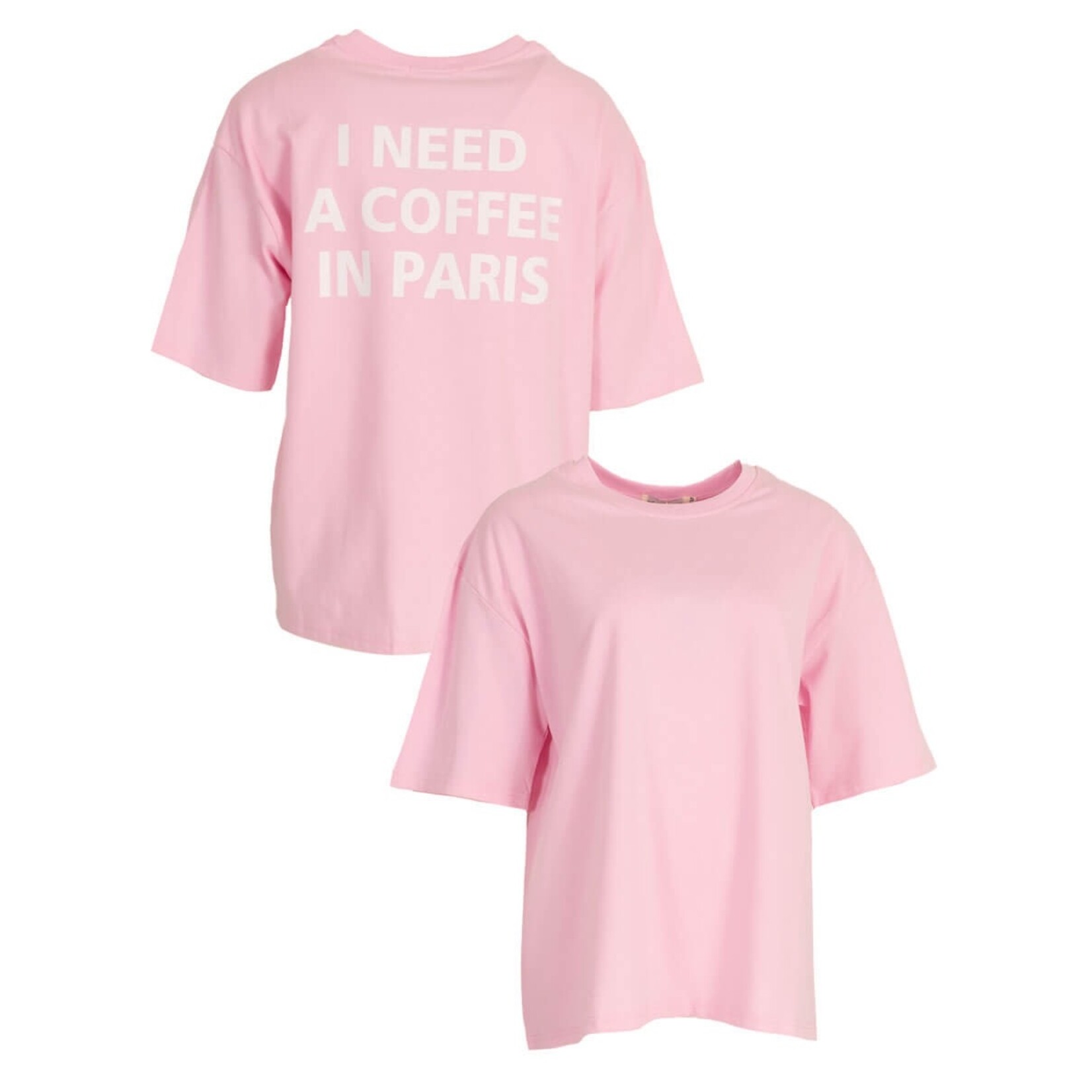 T-shirt Coffee in Paris roze