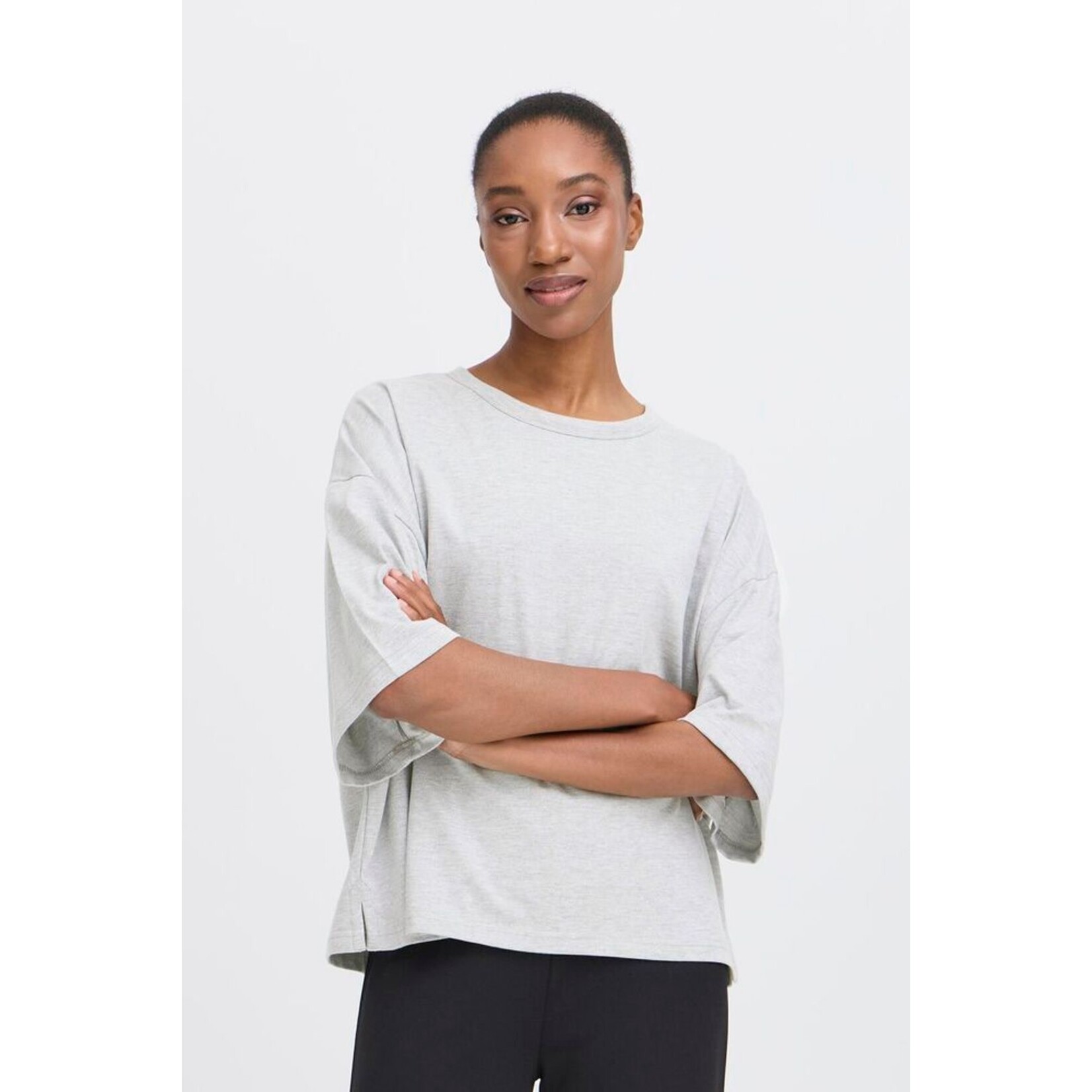 ICHI Ihpalmer t-shirt EX loose fit grijs