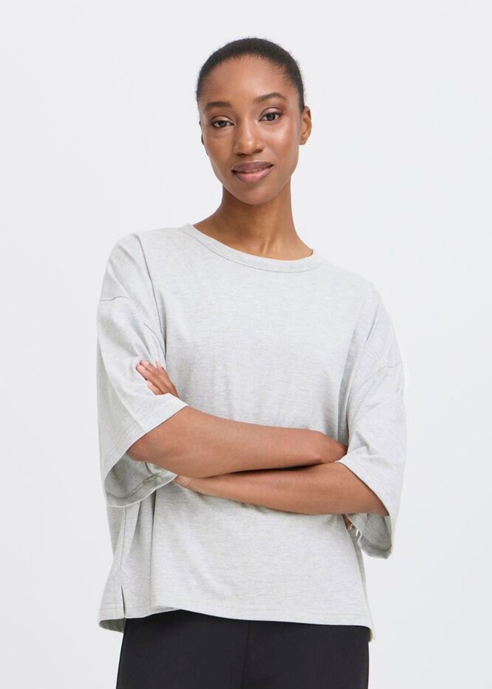 ICHI Ihpalmer t-shirt EX loose fit grijs