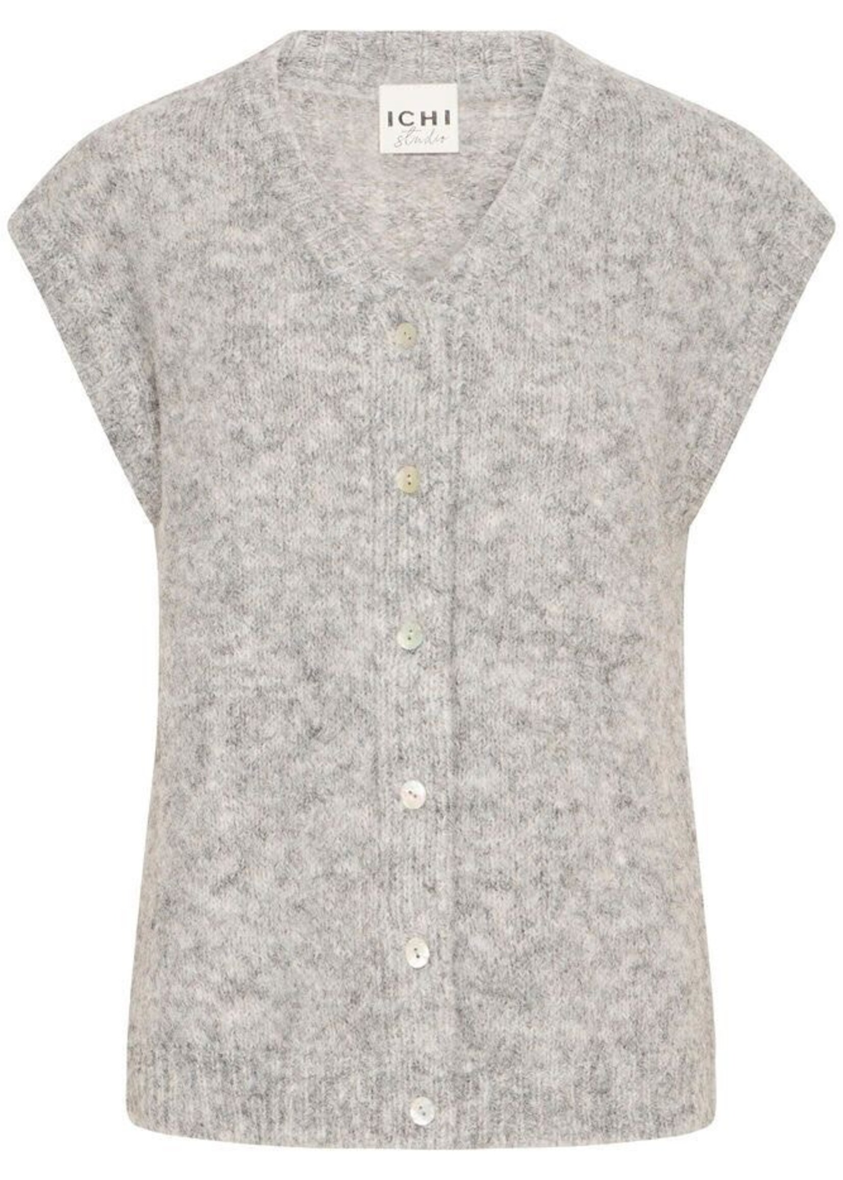 ICHI Ihbelablue gebreid gilet grijs