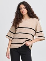 ICHI Ihdasila gebreide trui SS streep beige