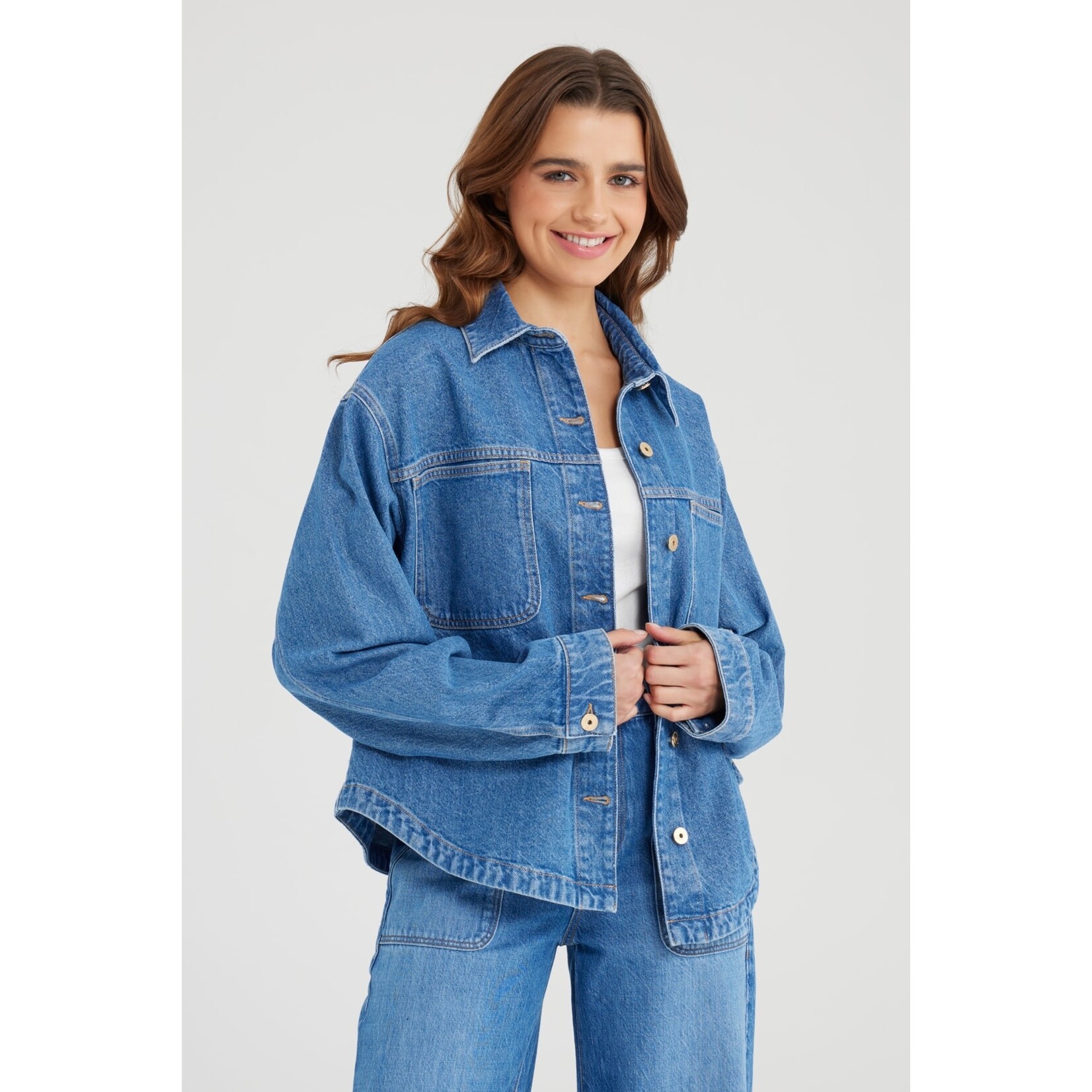 C.O.J. COJ spijkerjasje / blouse Tamara blauw