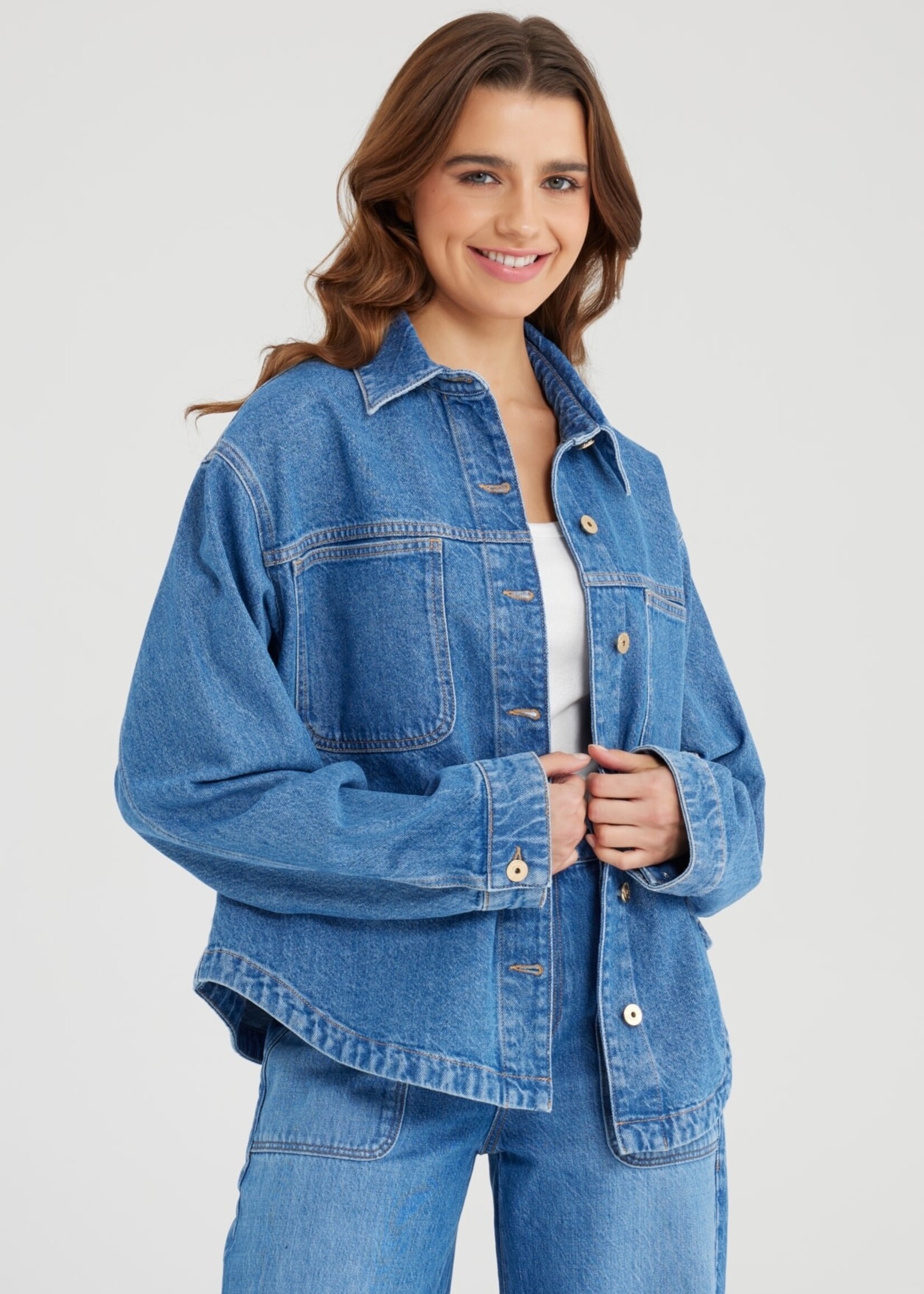 C.O.J. COJ spijkerjasje / blouse Tamara blauw