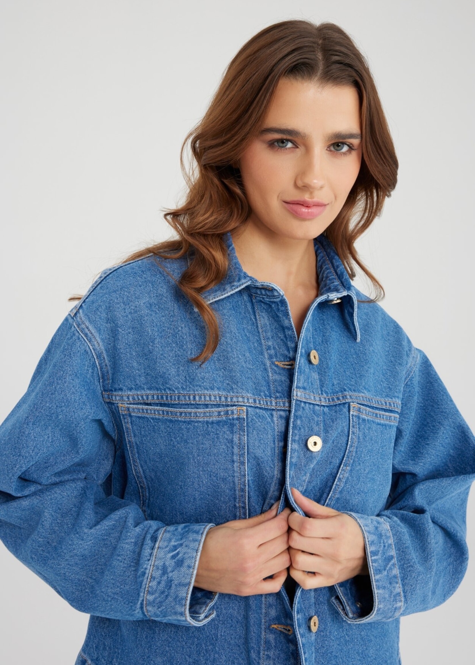 C.O.J. COJ spijkerjasje / blouse Tamara blauw