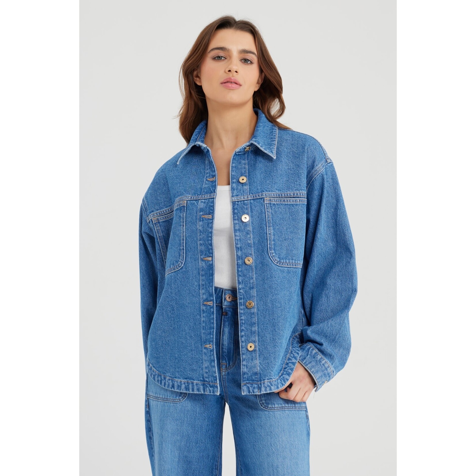 C.O.J. COJ spijkerjasje / blouse Tamara blauw