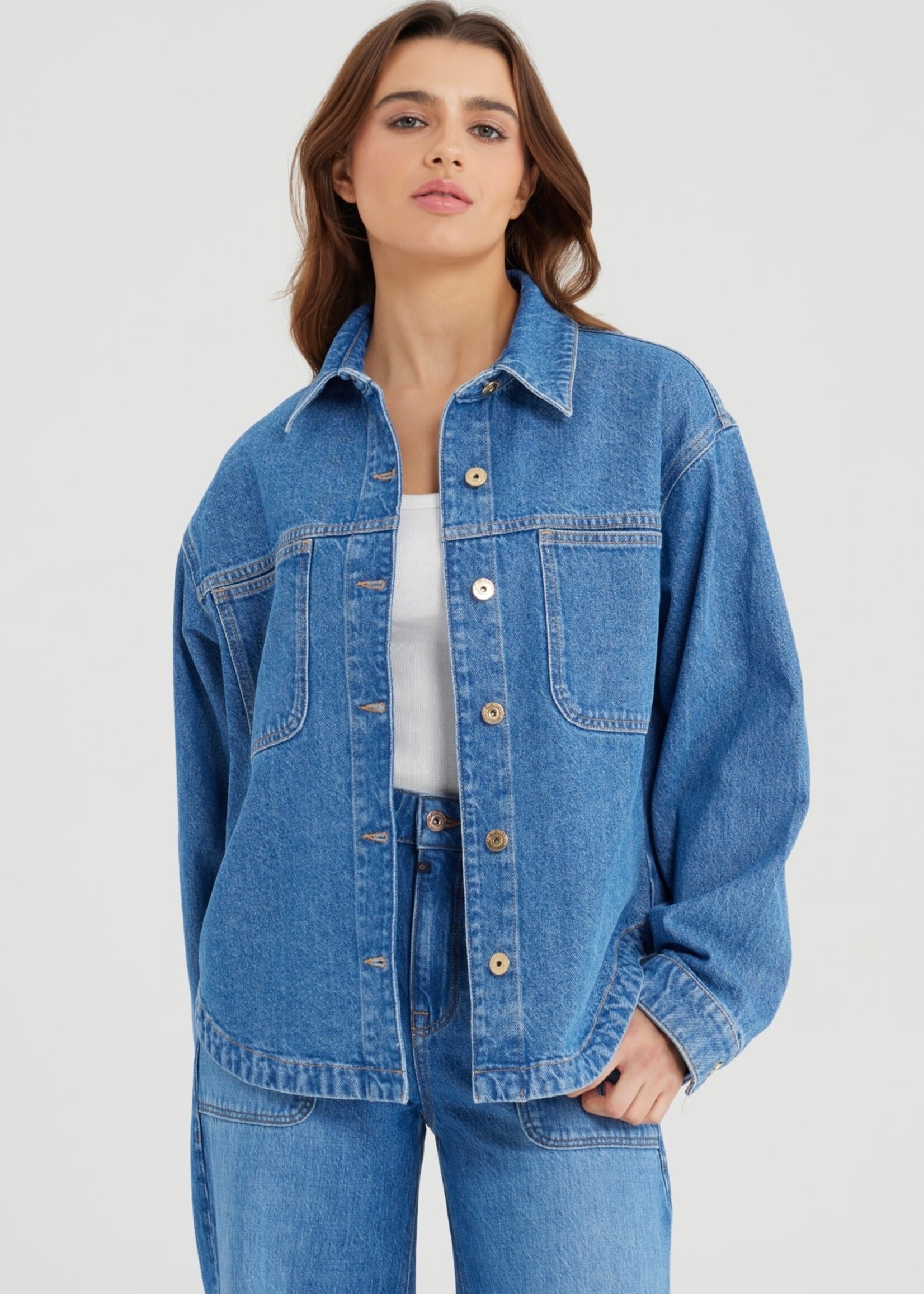 C.O.J. COJ spijkerjasje / blouse Tamara blauw