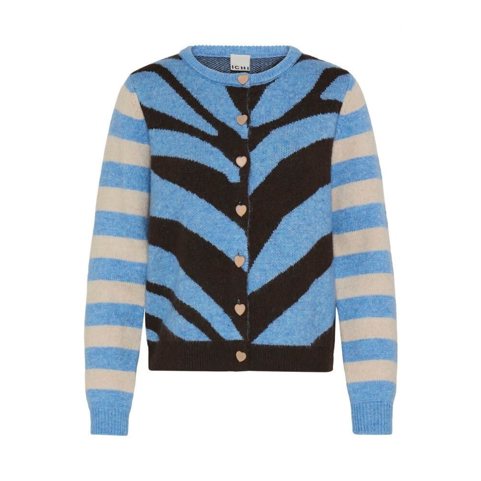 ICHI Ihlivoni vest print blauw