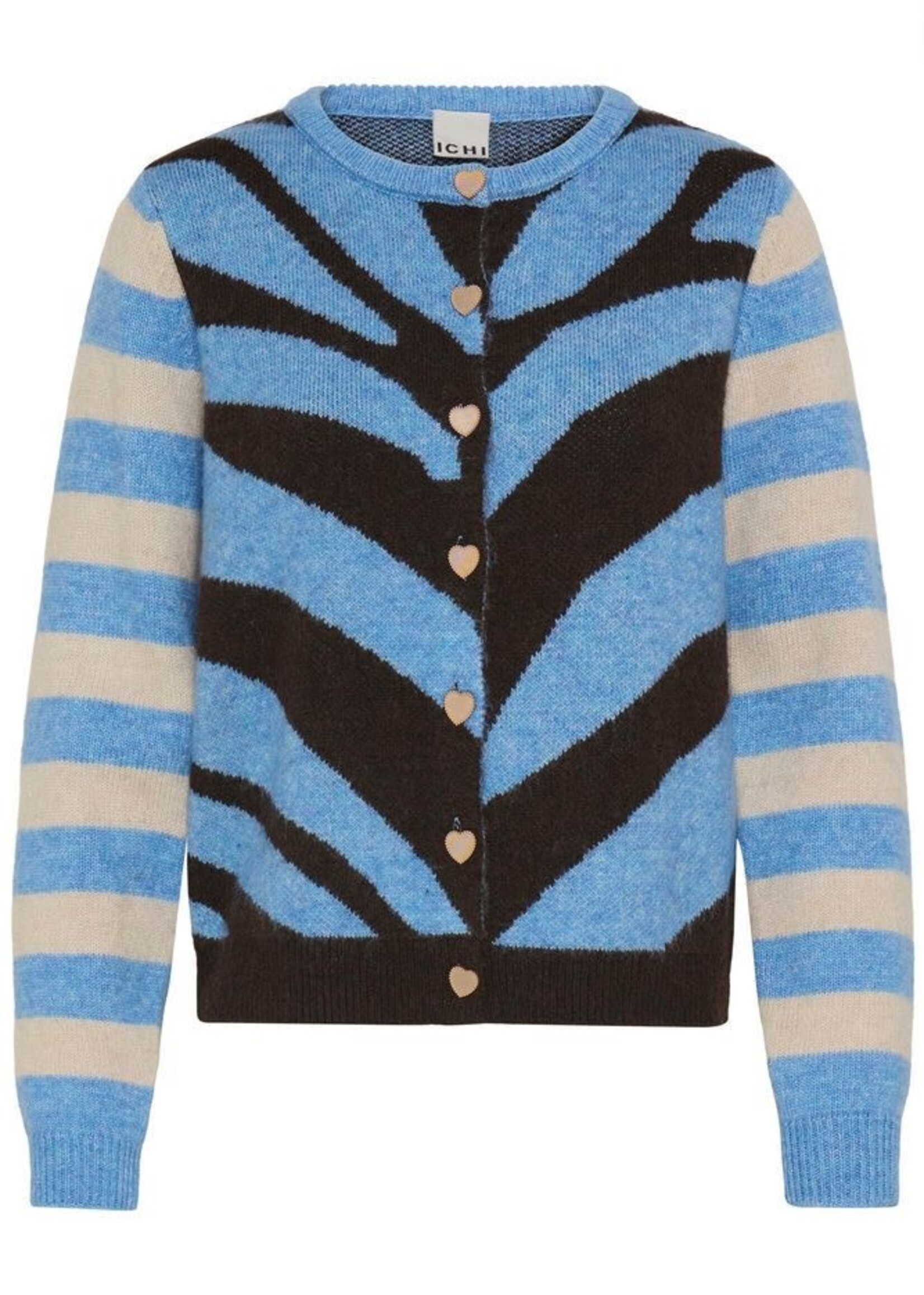 ICHI Ihlivoni vest print blauw
