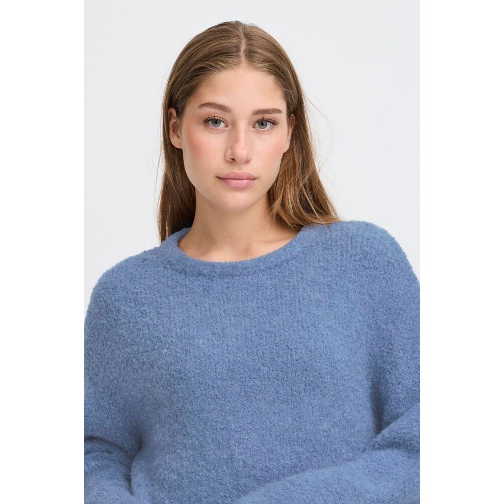 ICHI Ihblarisa fluffy sweater blauw