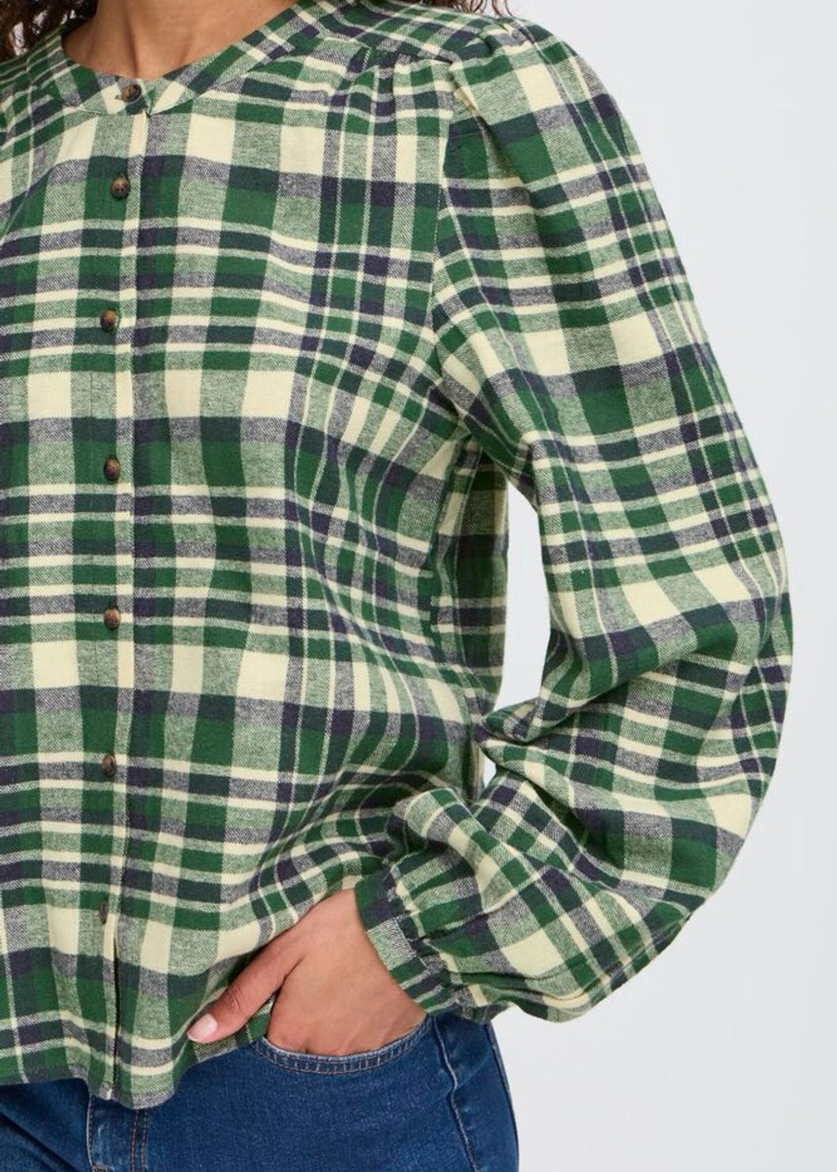 ICHI Ihtamanna blouse ruit groen