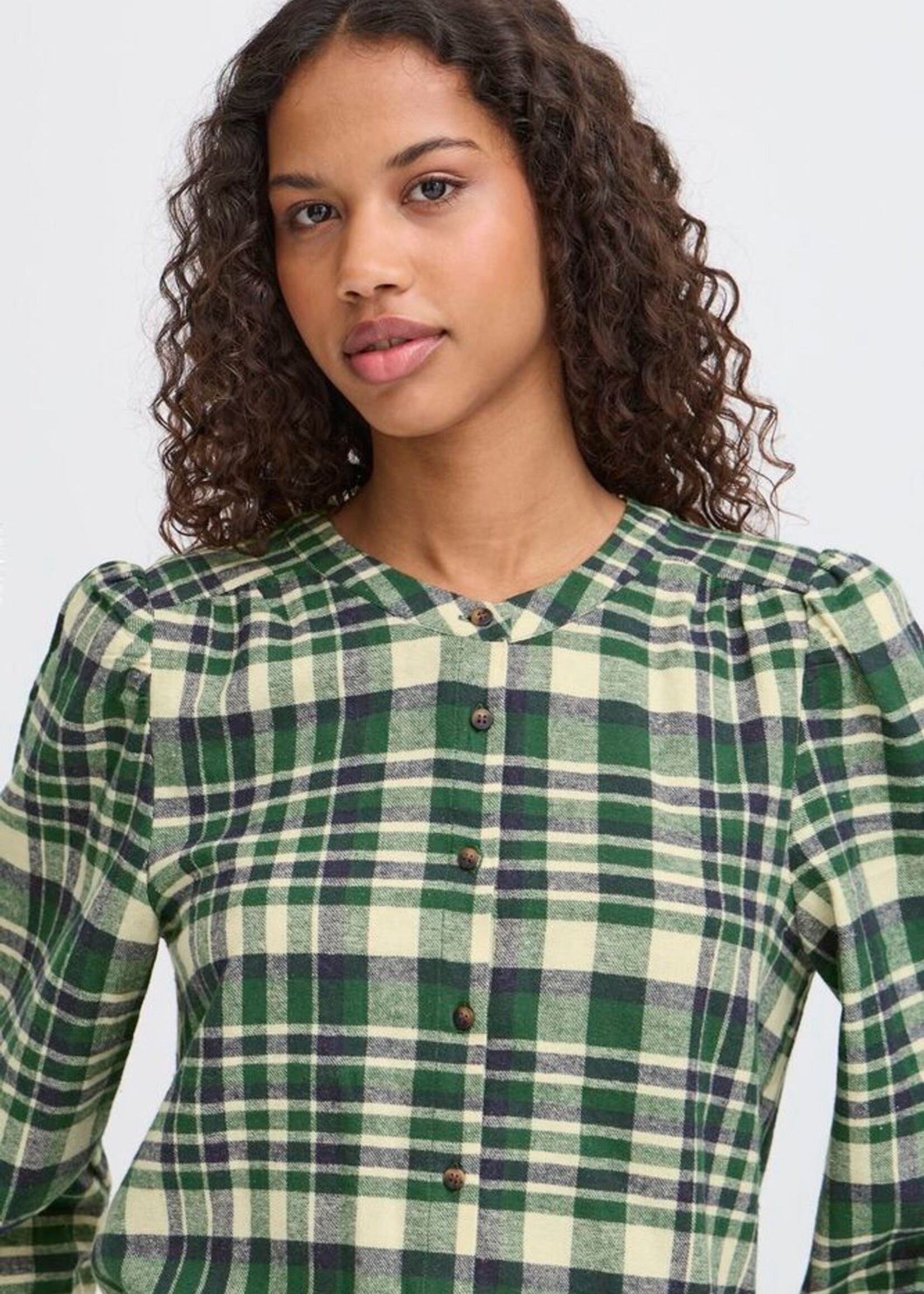 ICHI Ihtamanna blouse ruit groen