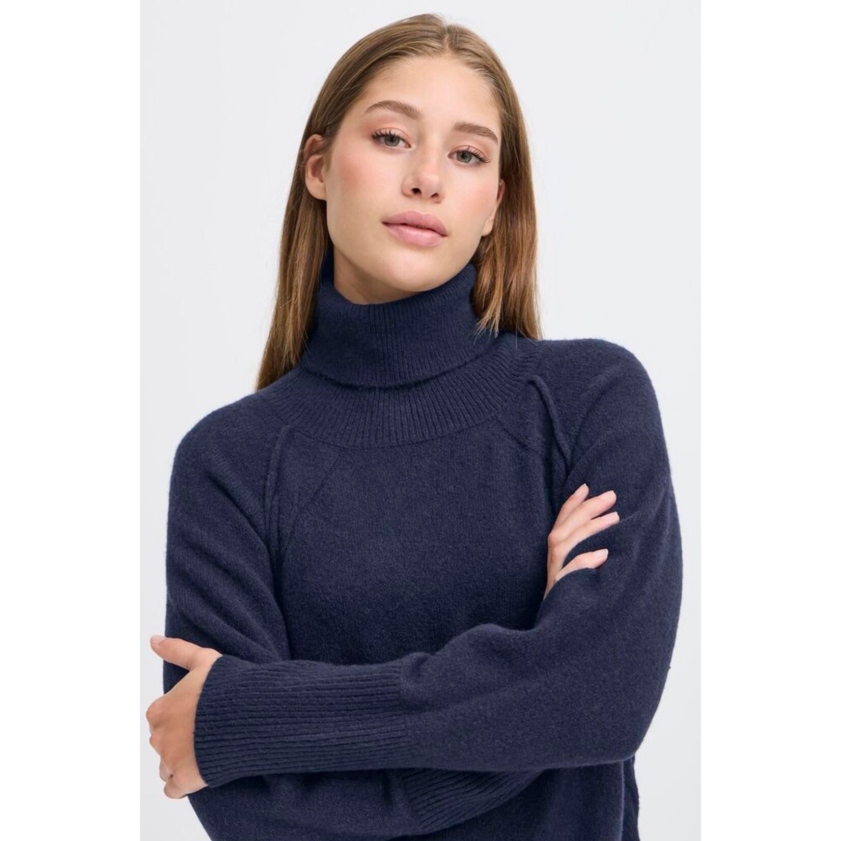 ICHI Ihdasila gebreide jurk navy