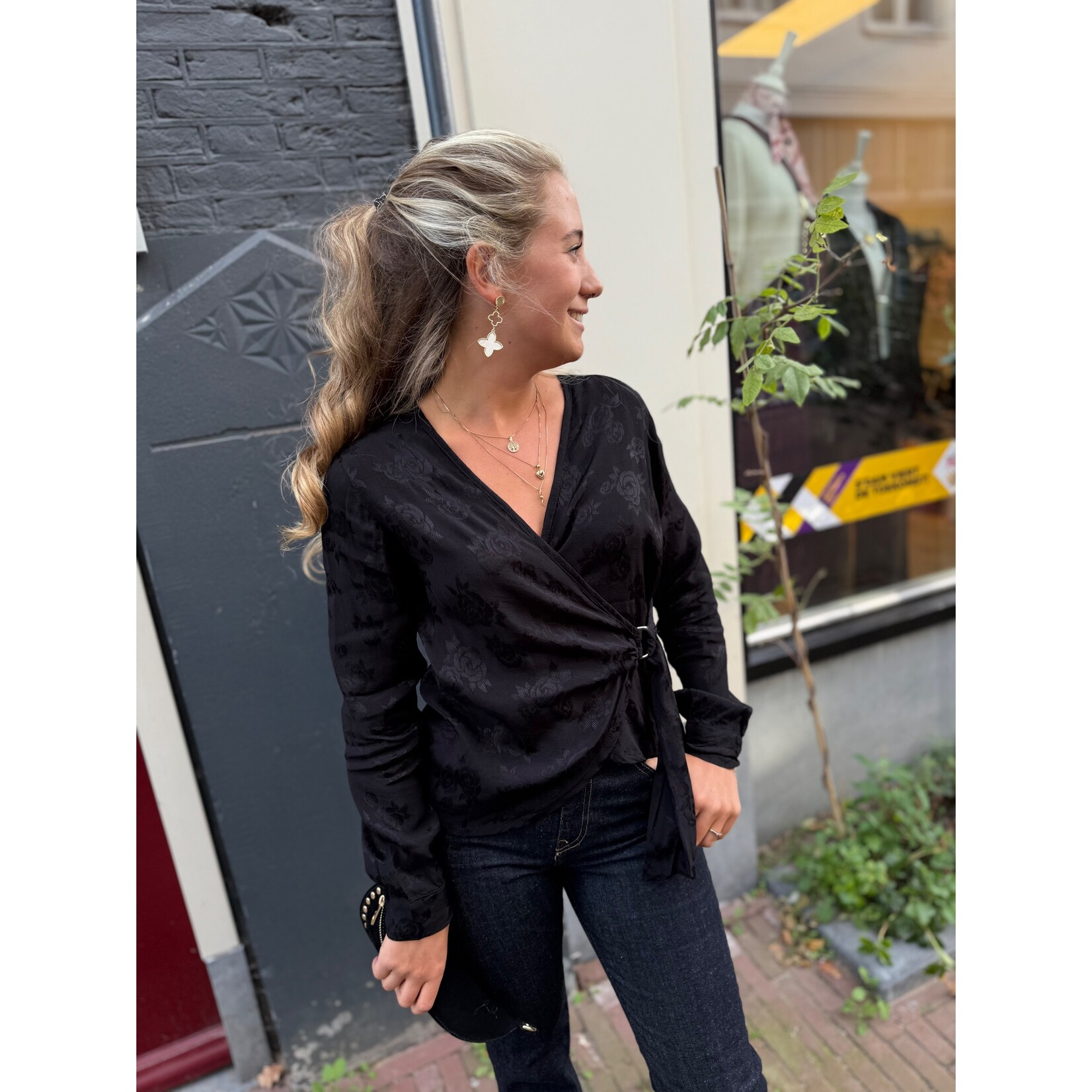 Berawa Luxe Berawa blouse Calais rose zwart