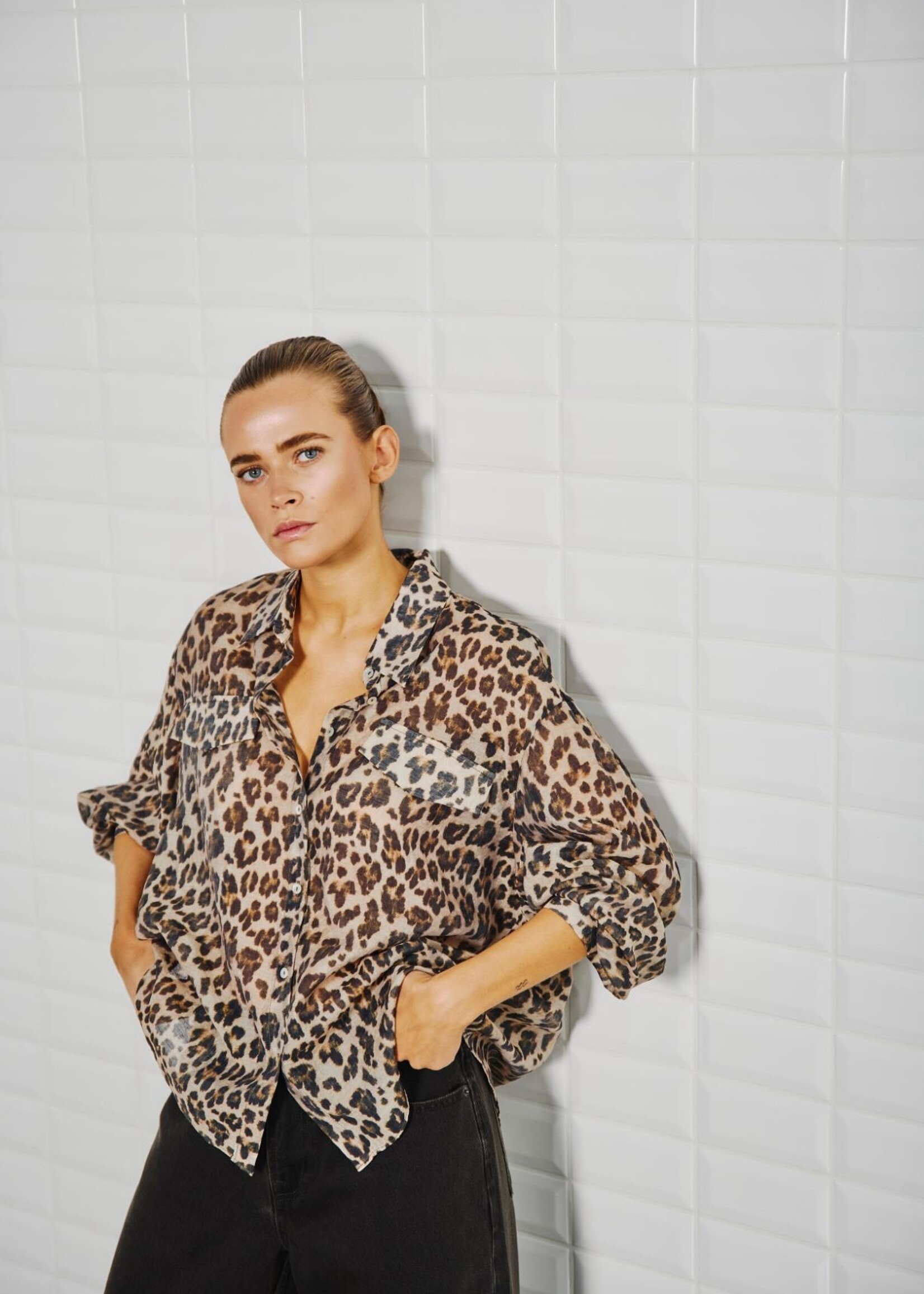 With Black Withblack Sandra leopard blouse